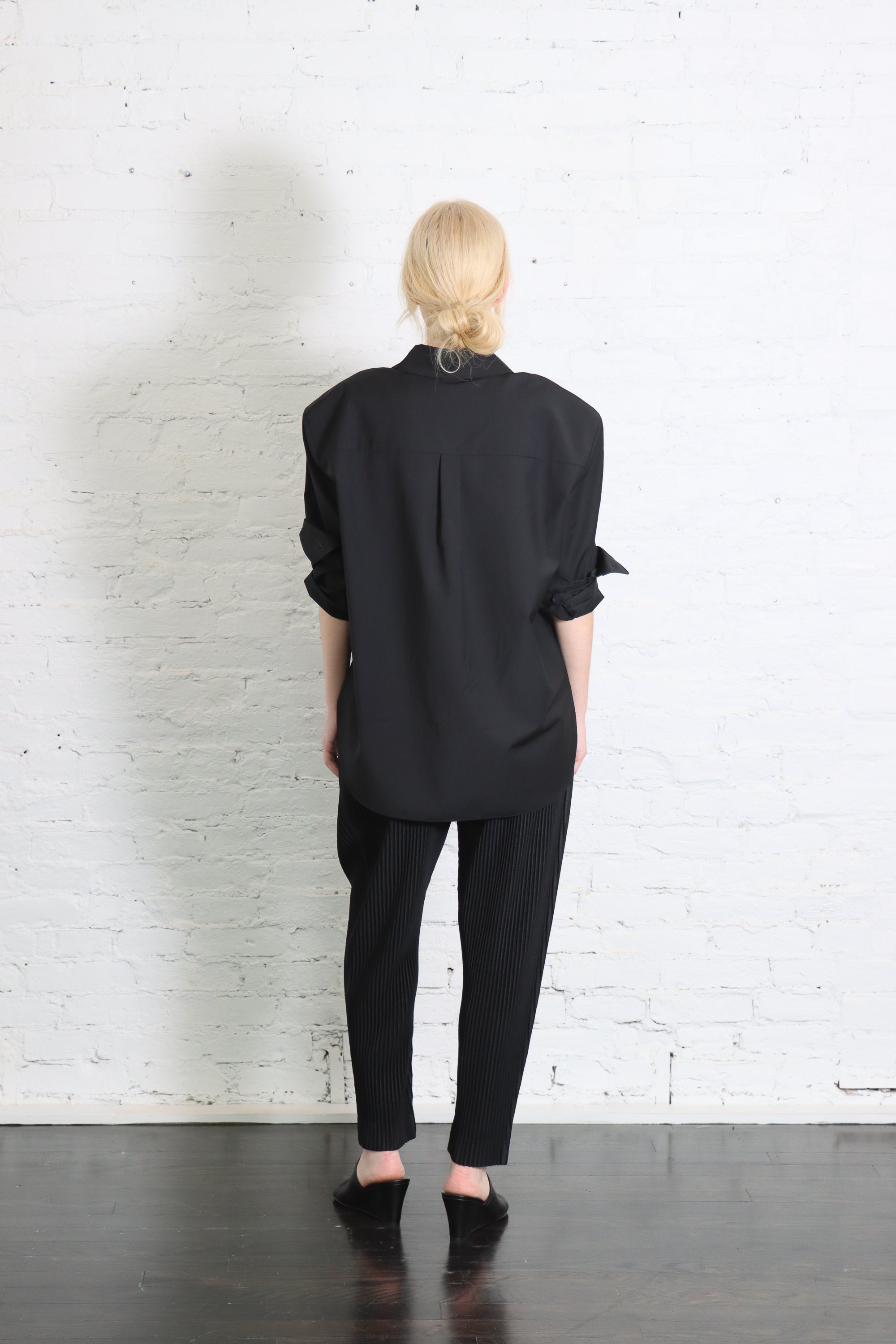 Recycled Tropical Wool Detached Shirt in Black by Tibi-Tibi-Idlewild-Cincinnati