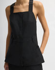 Recycled Tropical Wool Overall Top in Black by Tibi-Tops-Tibi-Idlewild
