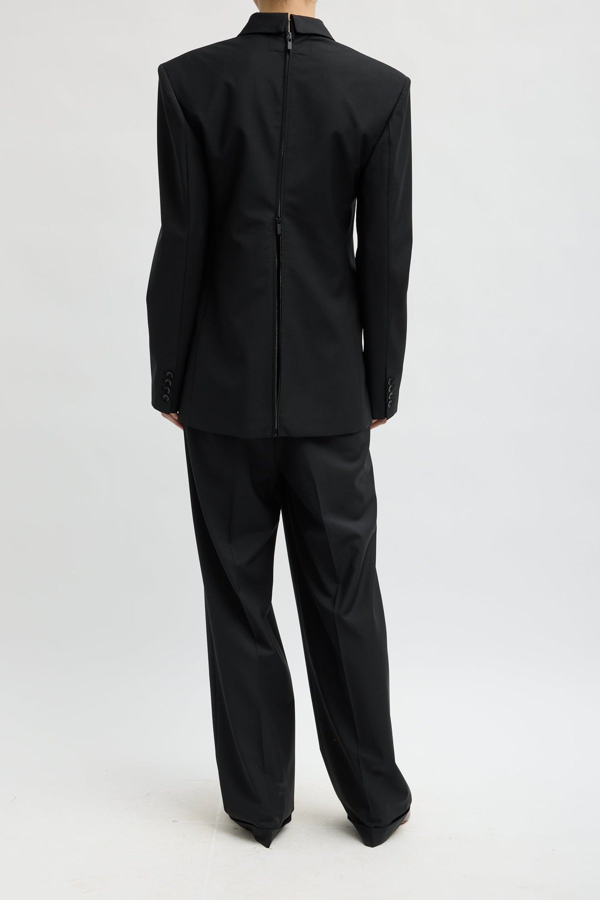 Recycled Tropical Wool Tuxedo Zip Blazer in Black by Tibi-Tibi-Idlewild-Cincinnati