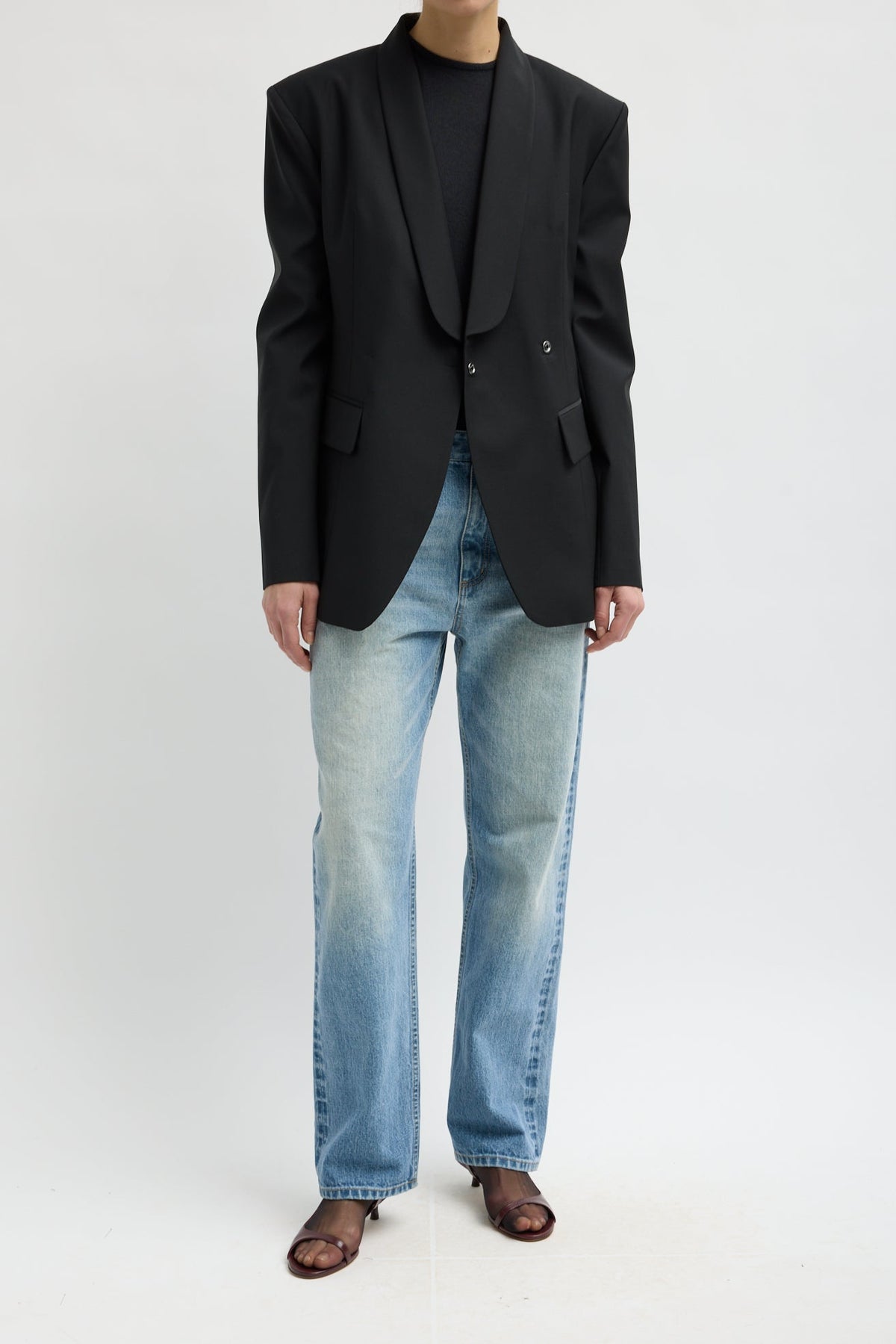 Recycled Tropical Wool Tuxedo Zip Blazer in Black by Tibi-Tibi-Idlewild-Cincinnati