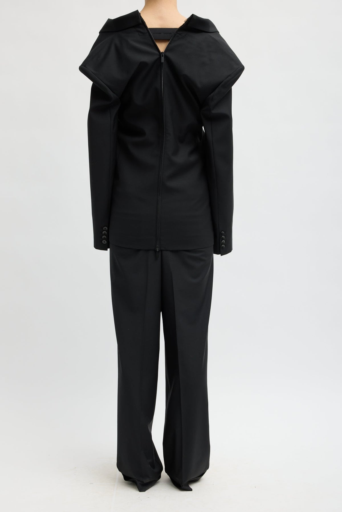 Recycled Tropical Wool Tuxedo Zip Blazer in Black by Tibi-Tibi-Idlewild-Cincinnati
