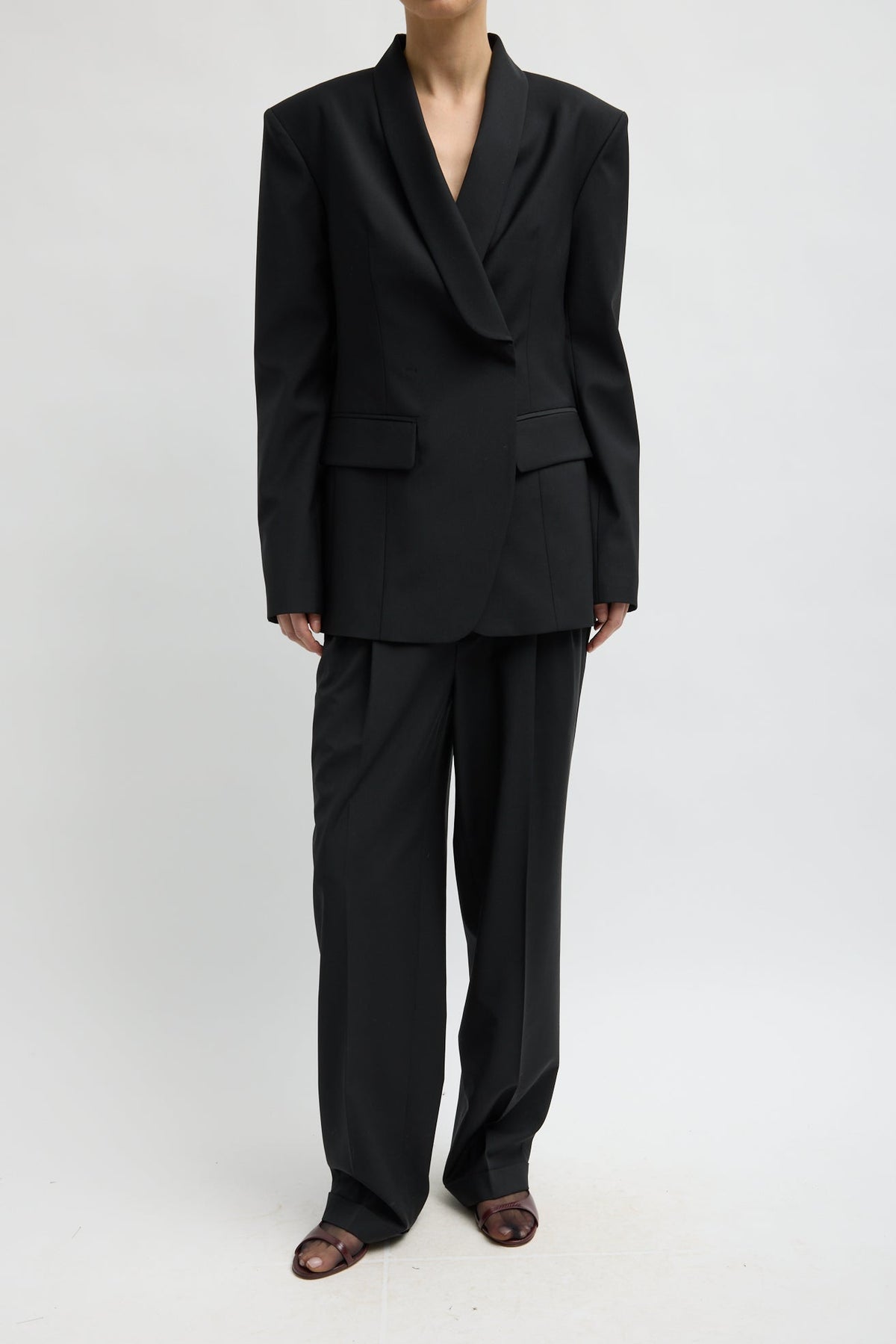 Recycled Tropical Wool Tuxedo Zip Blazer in Black by Tibi-Tibi-Idlewild-Cincinnati
