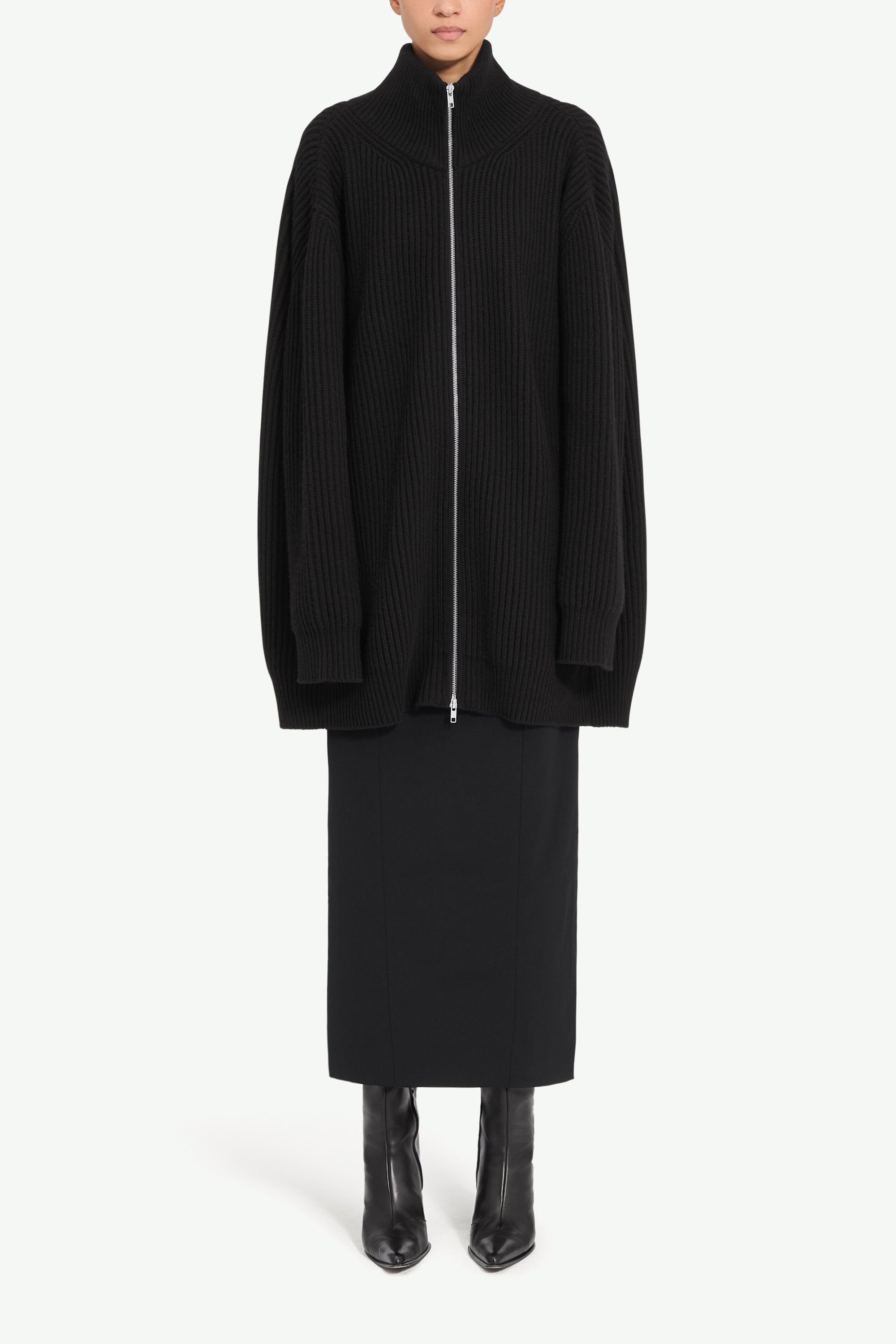 Rib Knit Cardigan Dress Jacket in Black by MM6 Maison Margiela-Sweaters-MM6-Idlewild