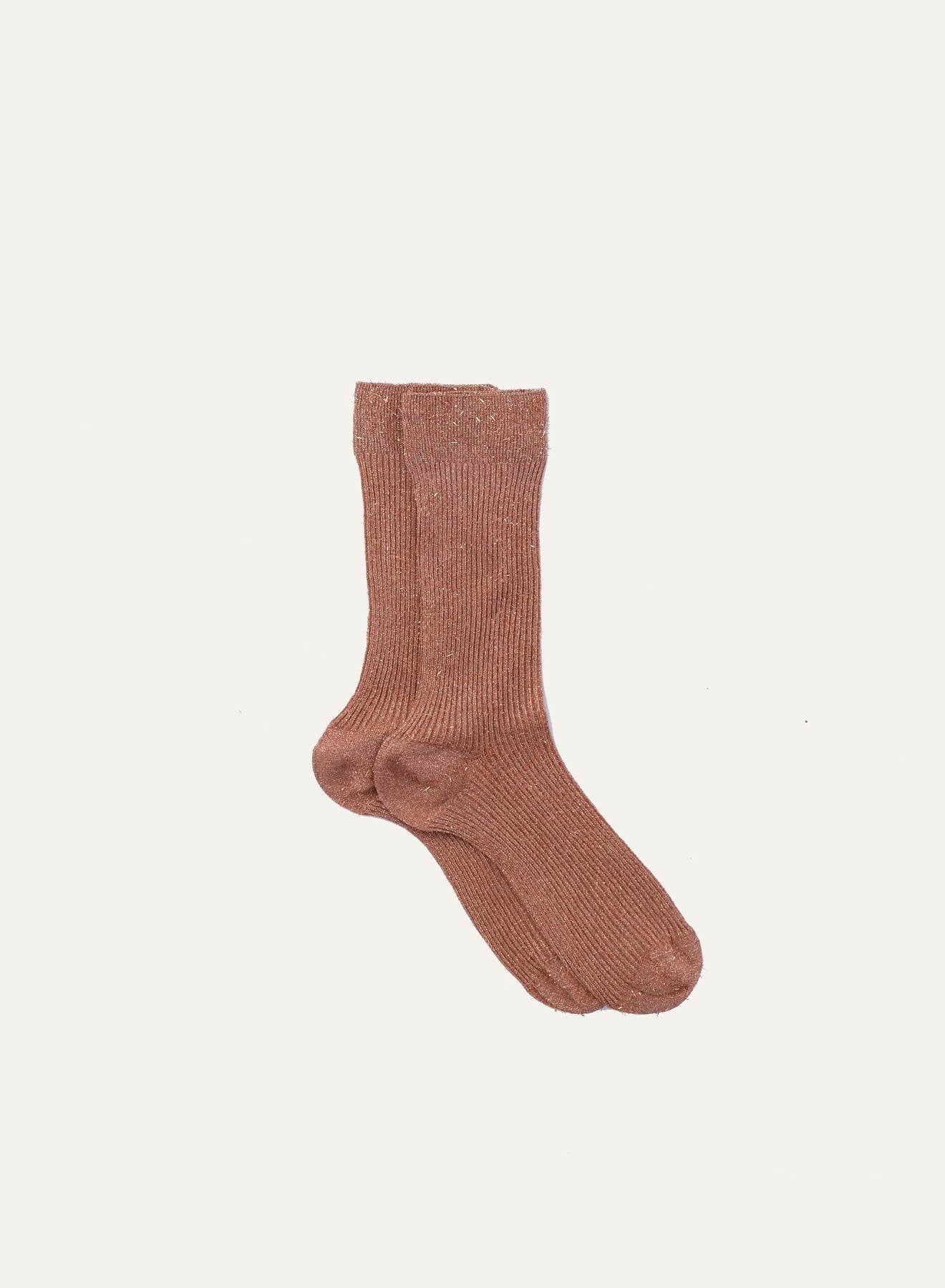 Ribbed Mid Calf Socks in Rust by Maria La Rosa-Maria La Rosa-Idlewild-Cincinnati