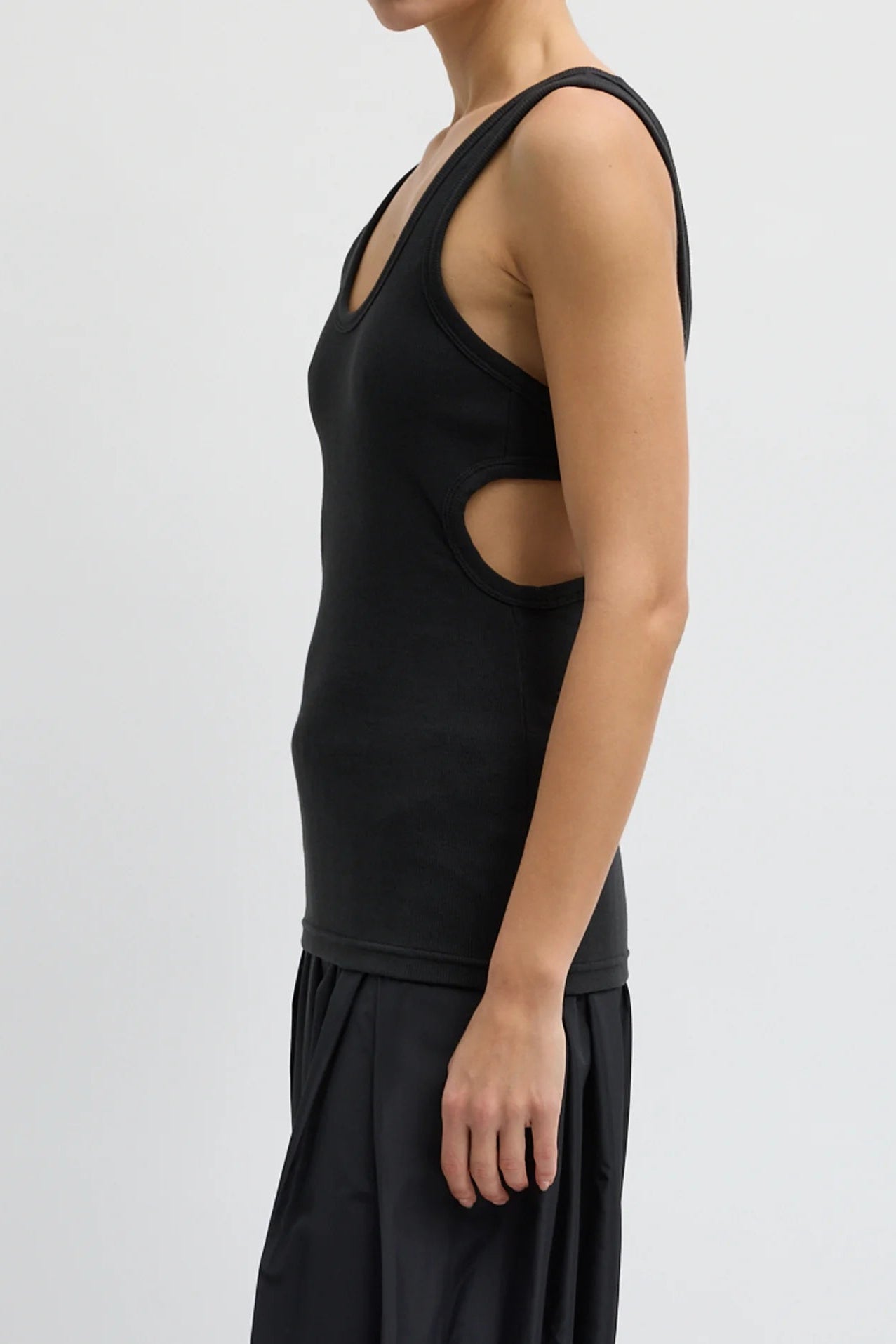 Ribbed T Racerback Tank in Black by Tibi-Tibi-Idlewild-Cincinnati