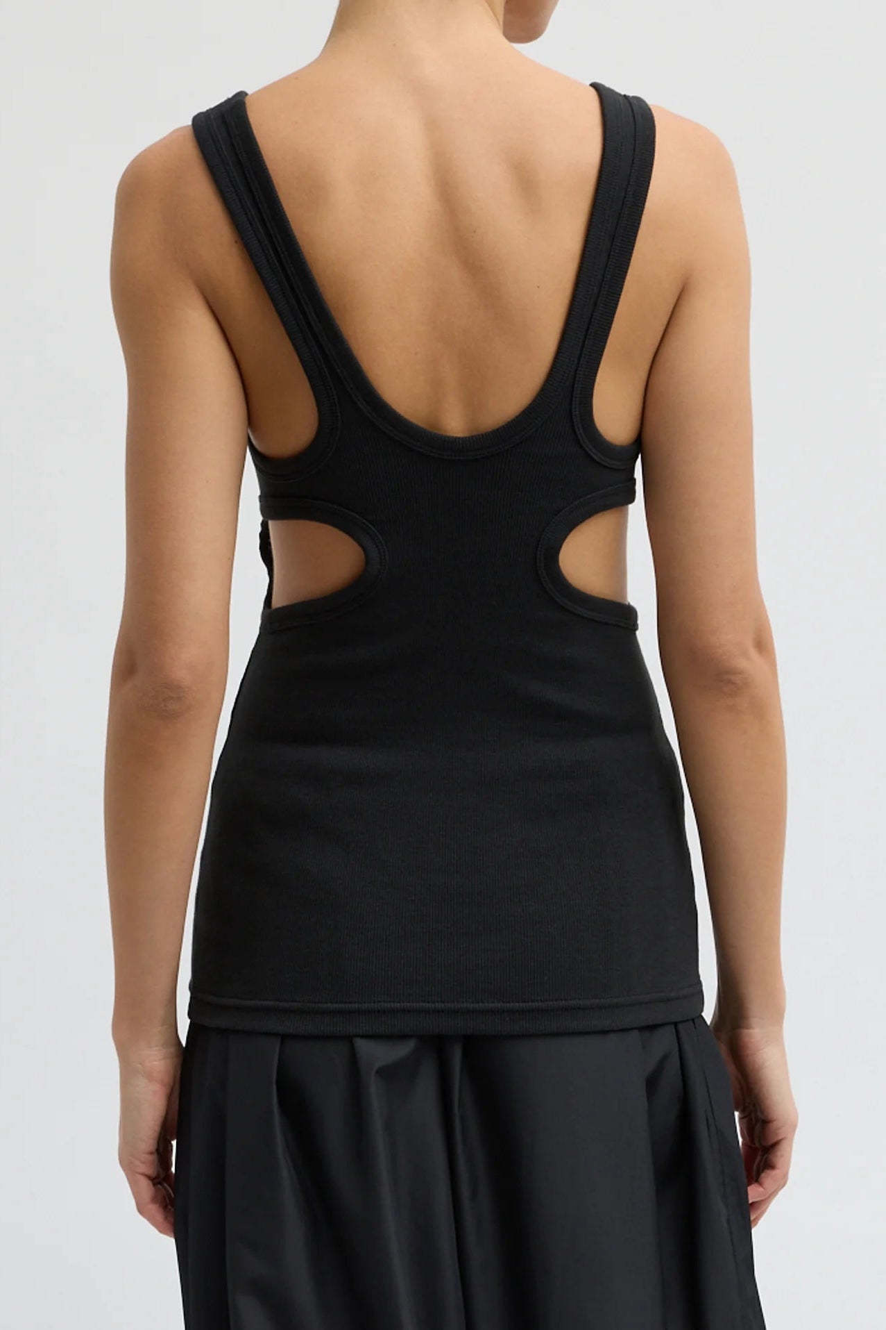 Ribbed T Racerback Tank in Black by Tibi-Tibi-Idlewild-Cincinnati