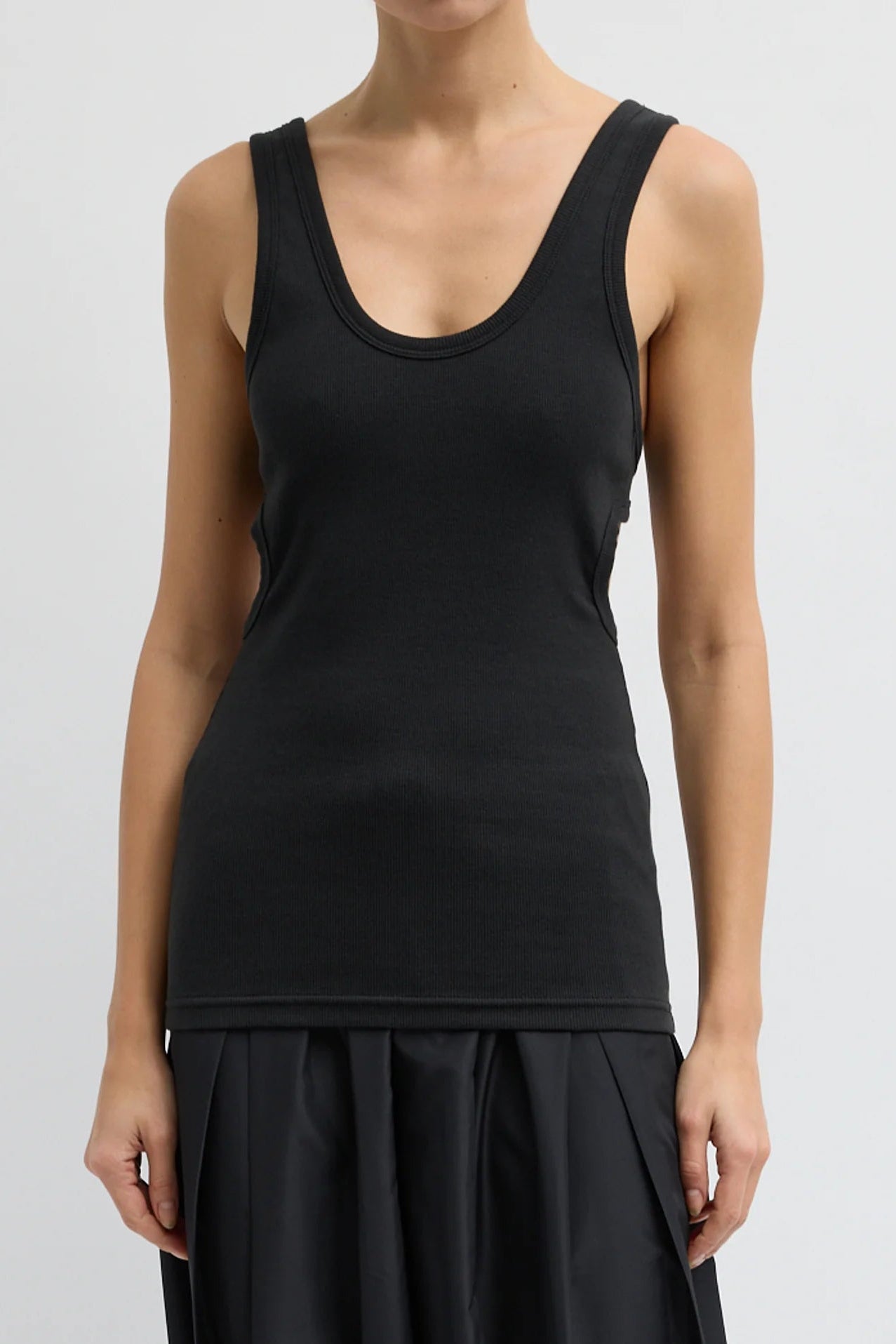 Ribbed T Racerback Tank in Black by Tibi-Tibi-Idlewild-Cincinnati