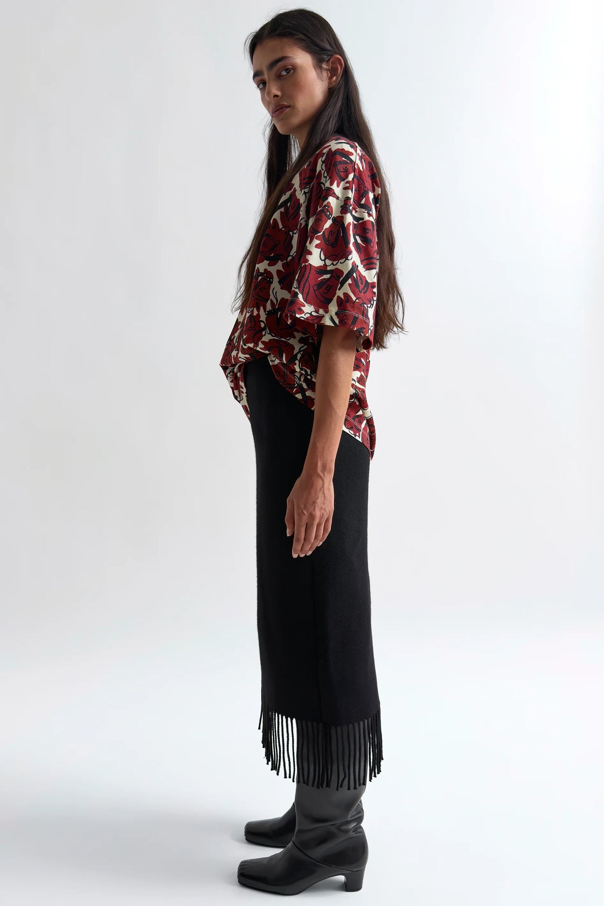 Blaine Fringe Skirt in Black by Rodebjer