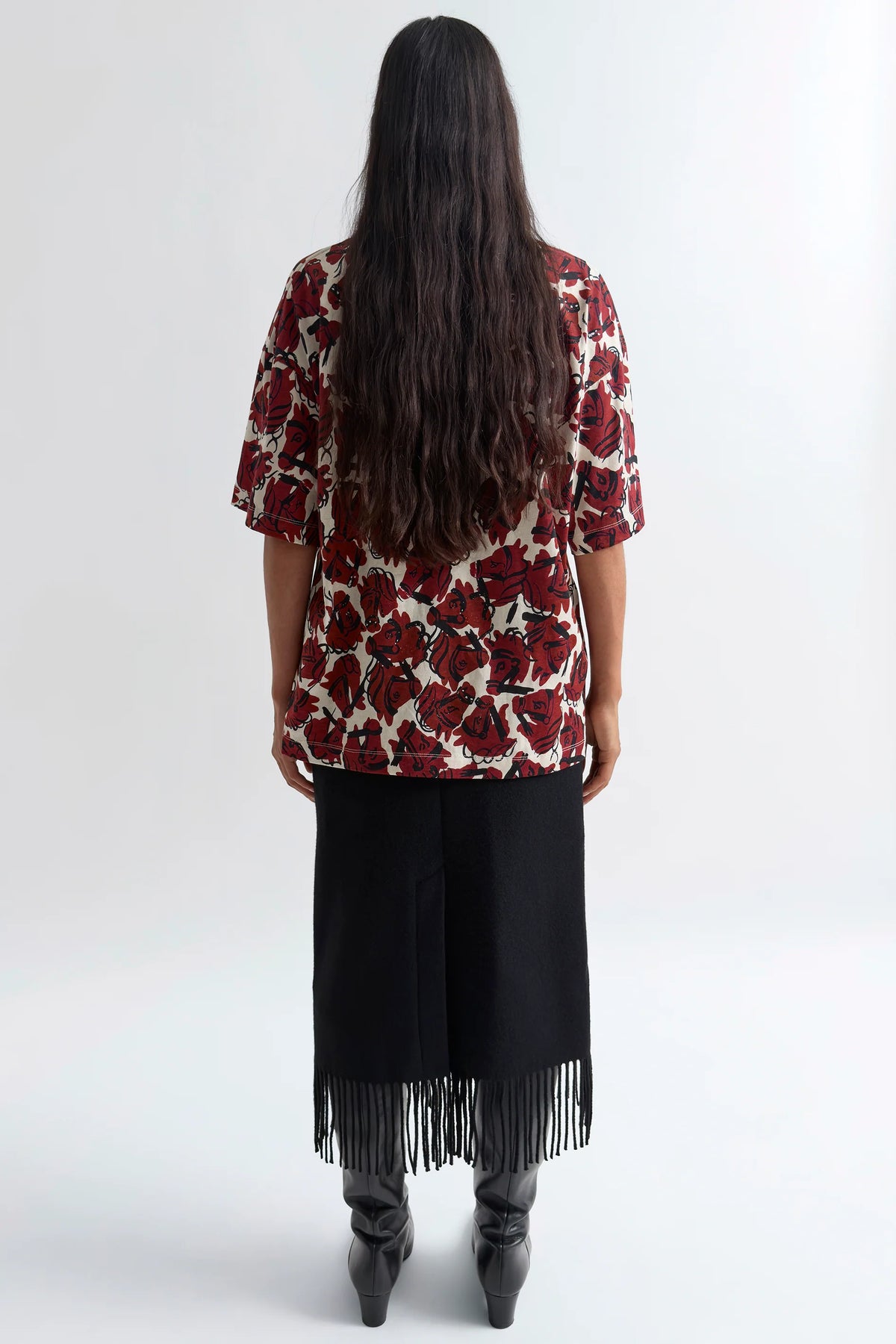 Blaine Fringe Skirt in Black by Rodebjer
