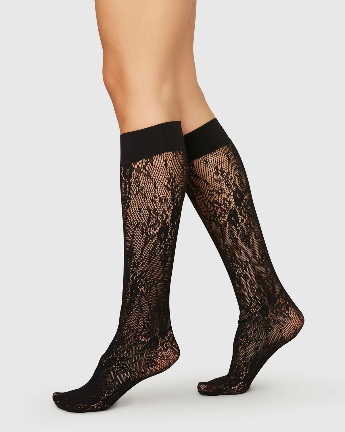 Rosa Lace Knee Highs in Black by Swedish Stockings-Swedish Stockings-Idlewild