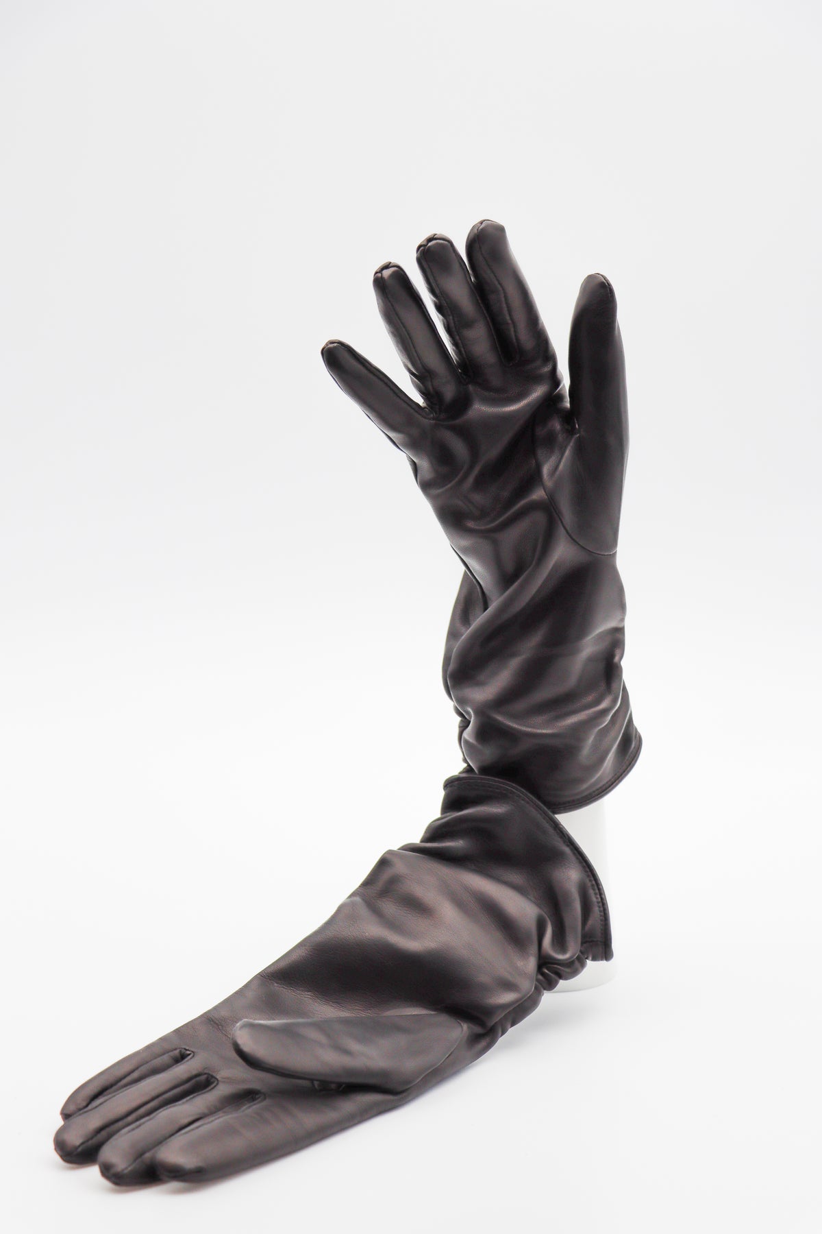 Ruched Lambskin Cashmere Lined Gloves in Black by Gloves Forino 1899-Gloves Forino 1899-Idlewild-Cincinnati