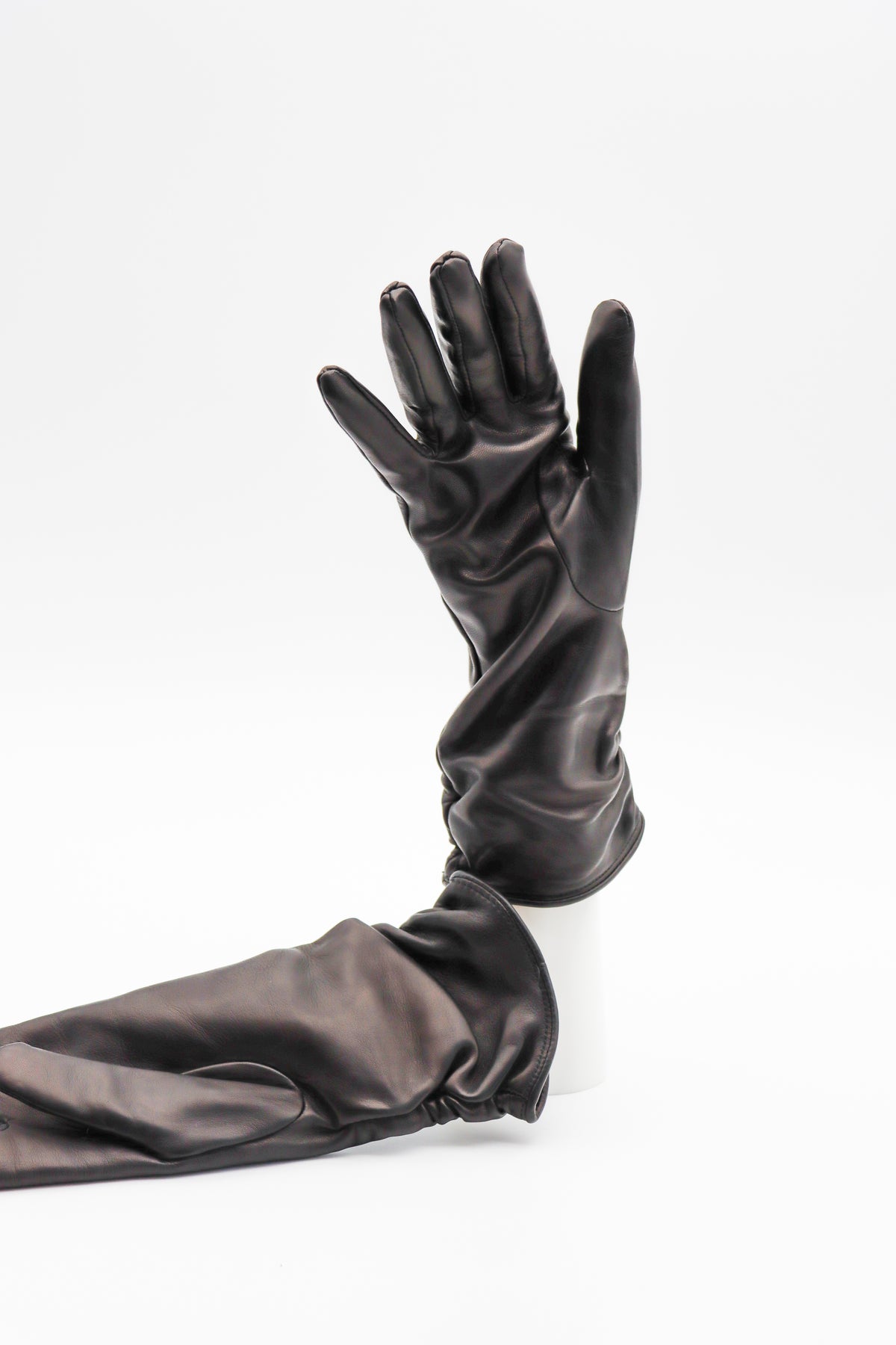 Ruched Lambskin Cashmere Lined Gloves in Black by Gloves Forino 1899-Gloves Forino 1899-Idlewild-Cincinnati
