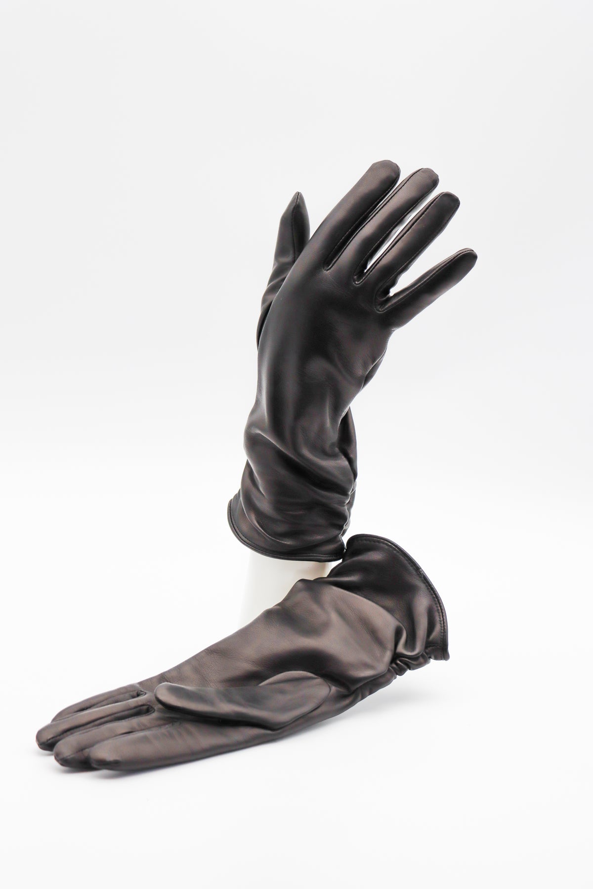 Ruched Lambskin Cashmere Lined Gloves in Black by Gloves Forino 1899-Gloves Forino 1899-Idlewild-Cincinnati