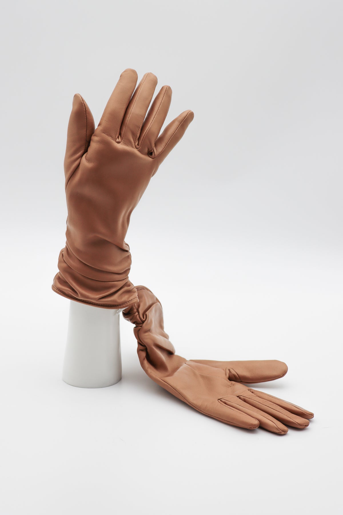 Ruched Lambskin Cashmere Lined Gloves in Camel by Gloves Forino 1899-Gloves Forino 1899-Idlewild-Cincinnati