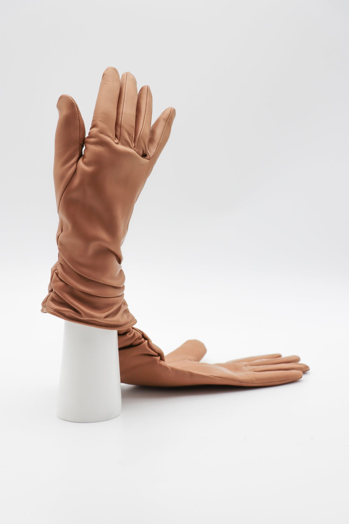 Ruched Lambskin Cashmere Lined Gloves in Camel by Gloves Forino 1899-Gloves Forino 1899-Idlewild-Cincinnati
