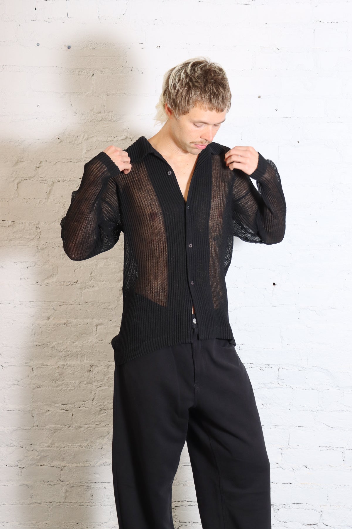 Rustic Mesh Cardigan in Black by Homme Plisse Issey Miyake-Homme Plisse Issey Miyake-Idlewild-Cincinnati