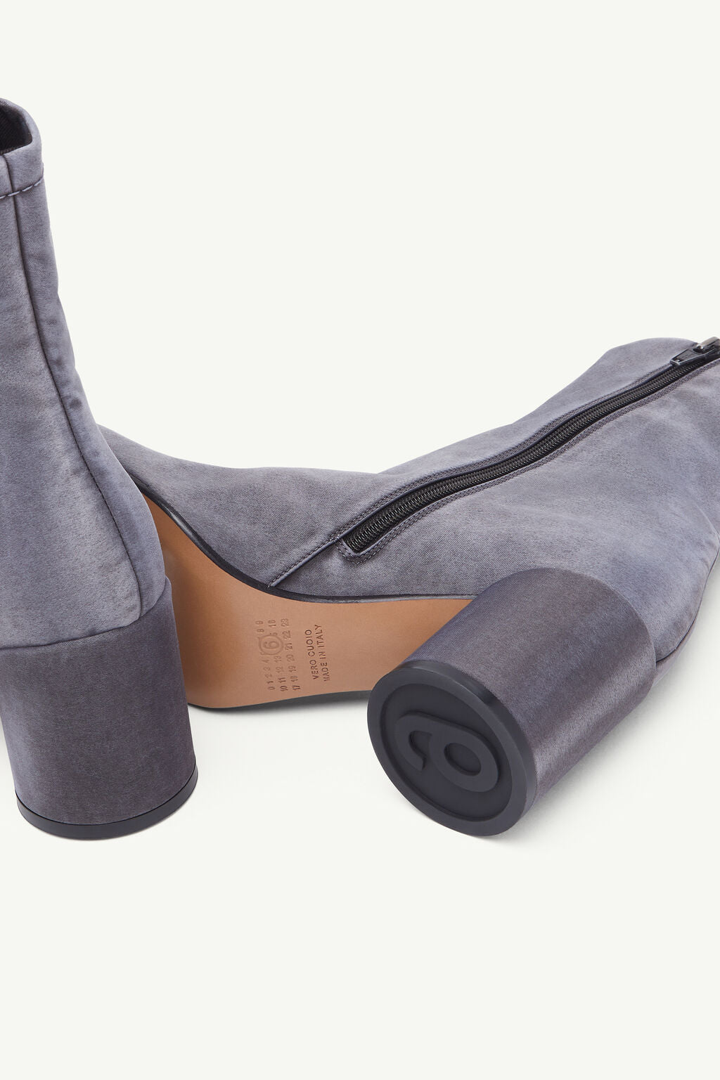 Satin Anatomic Ankle Boot in Grey by MM6 Maison Margiela
