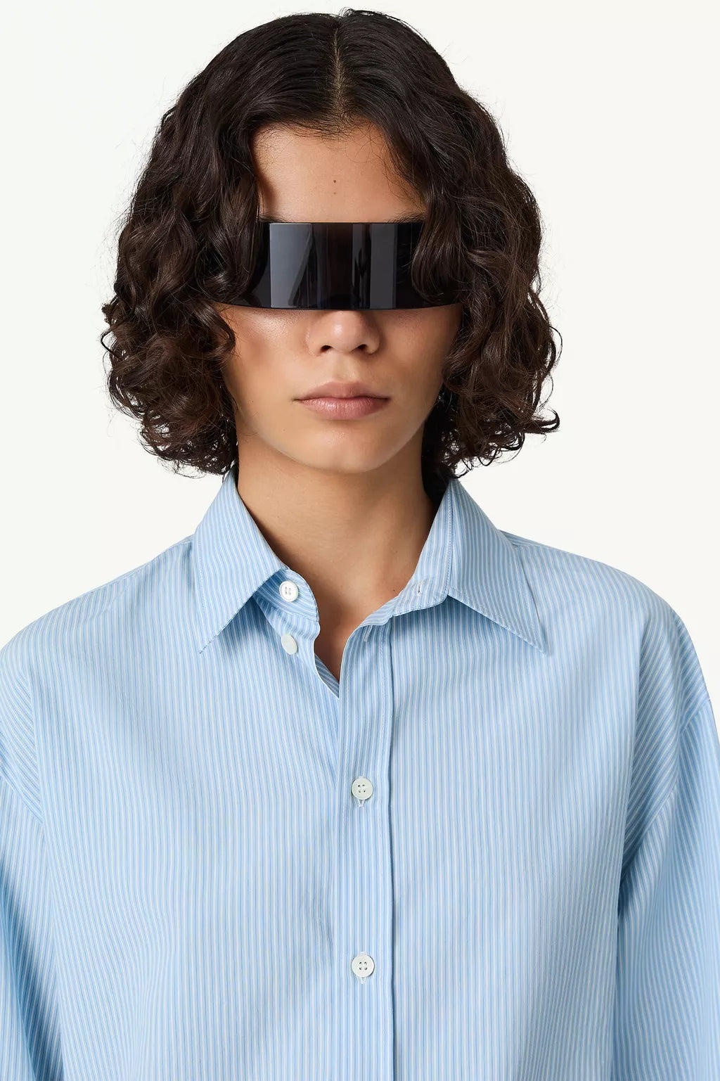 Tie-back Shirt in Blue Stripe by MM6 Maison Margiela