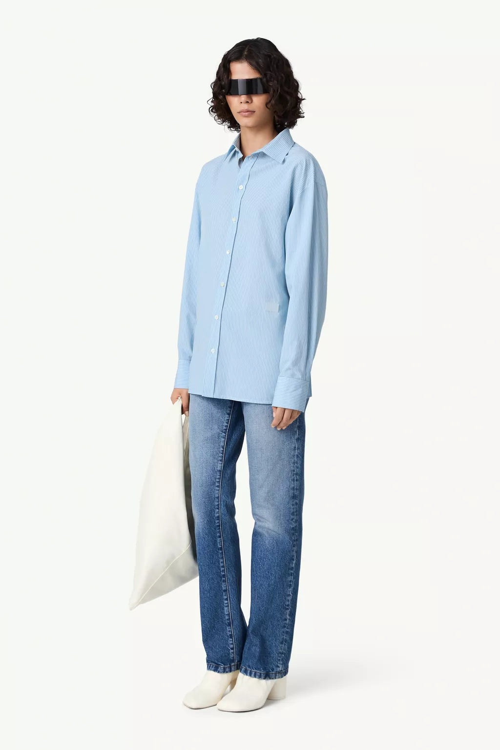 Tie-back Shirt in Blue Stripe by MM6 Maison Margiela
