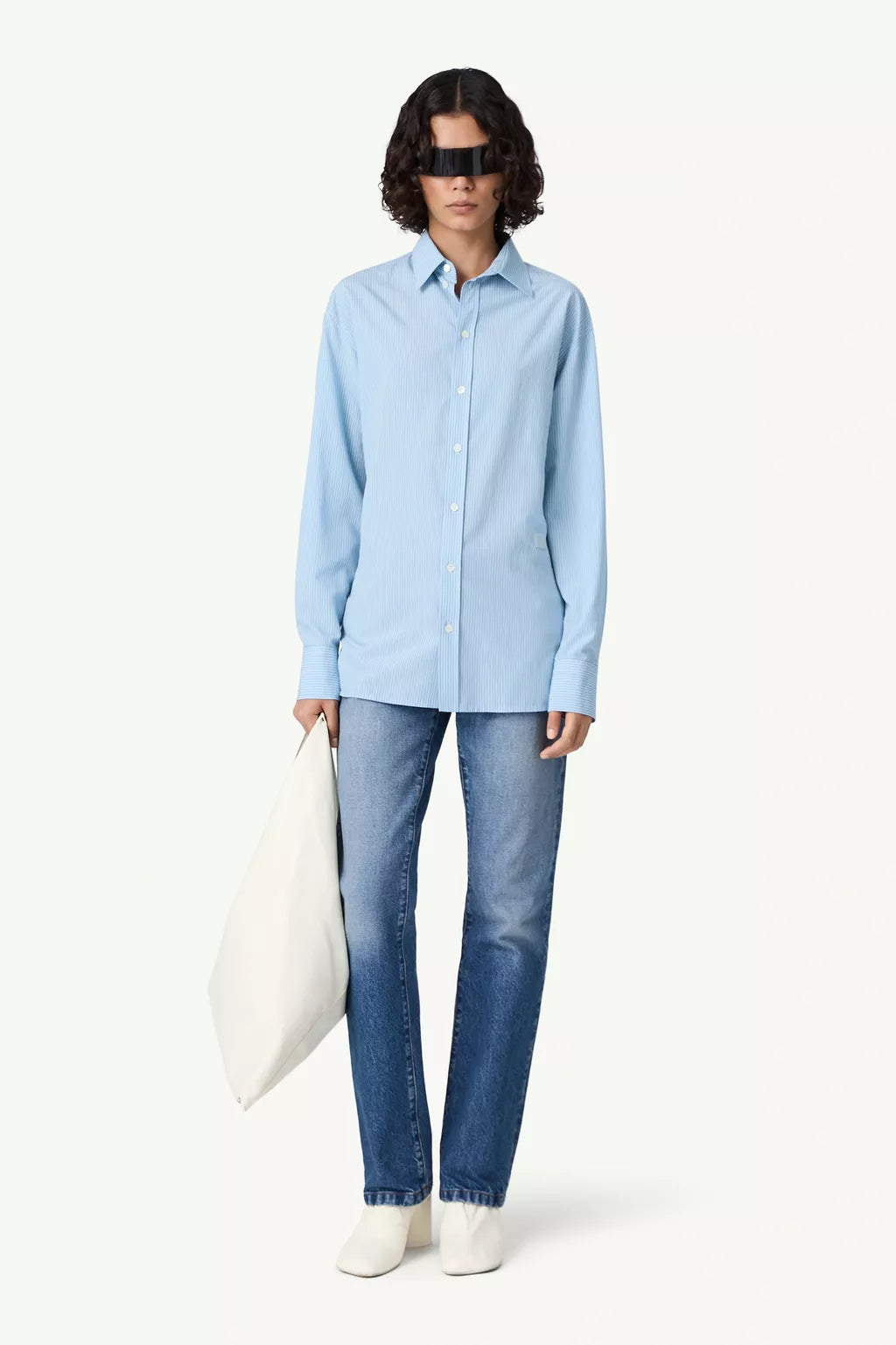 Tie-back Shirt in Blue Stripe by MM6 Maison Margiela