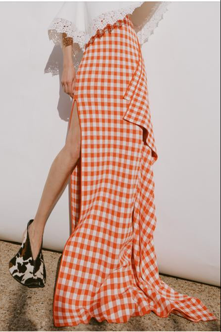 Knitted Fitted Maxi Skirt in Red by A.W.A.K.E. Mode-A.W.A.K.E. Mode-Idlewild-Cincinnati