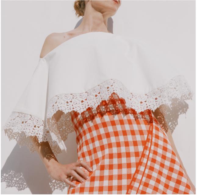 Lace Trimmed Big Collar Top in Off White by A.W.A.K.E. Mode-A.W.A.K.E. Mode-Idlewild-Cincinnati