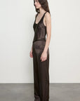 Silk Satin Everywhere Pant in Olive Bronze by Enza Costa