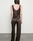 Silk Satin Everywhere Pant in Olive Bronze by Enza Costa