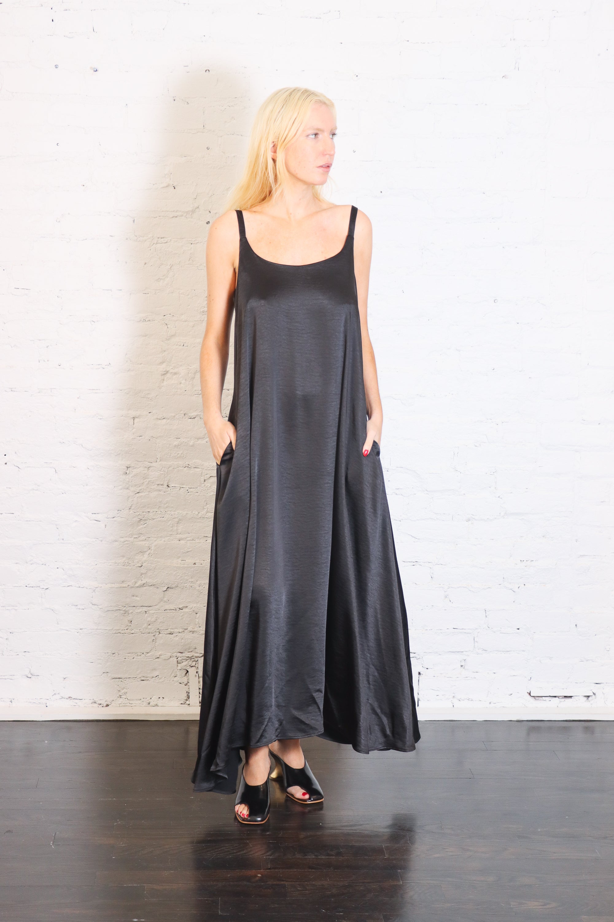 Sateen Slip Dress in Black by Planet-Planet-Idlewild-Cincinnati