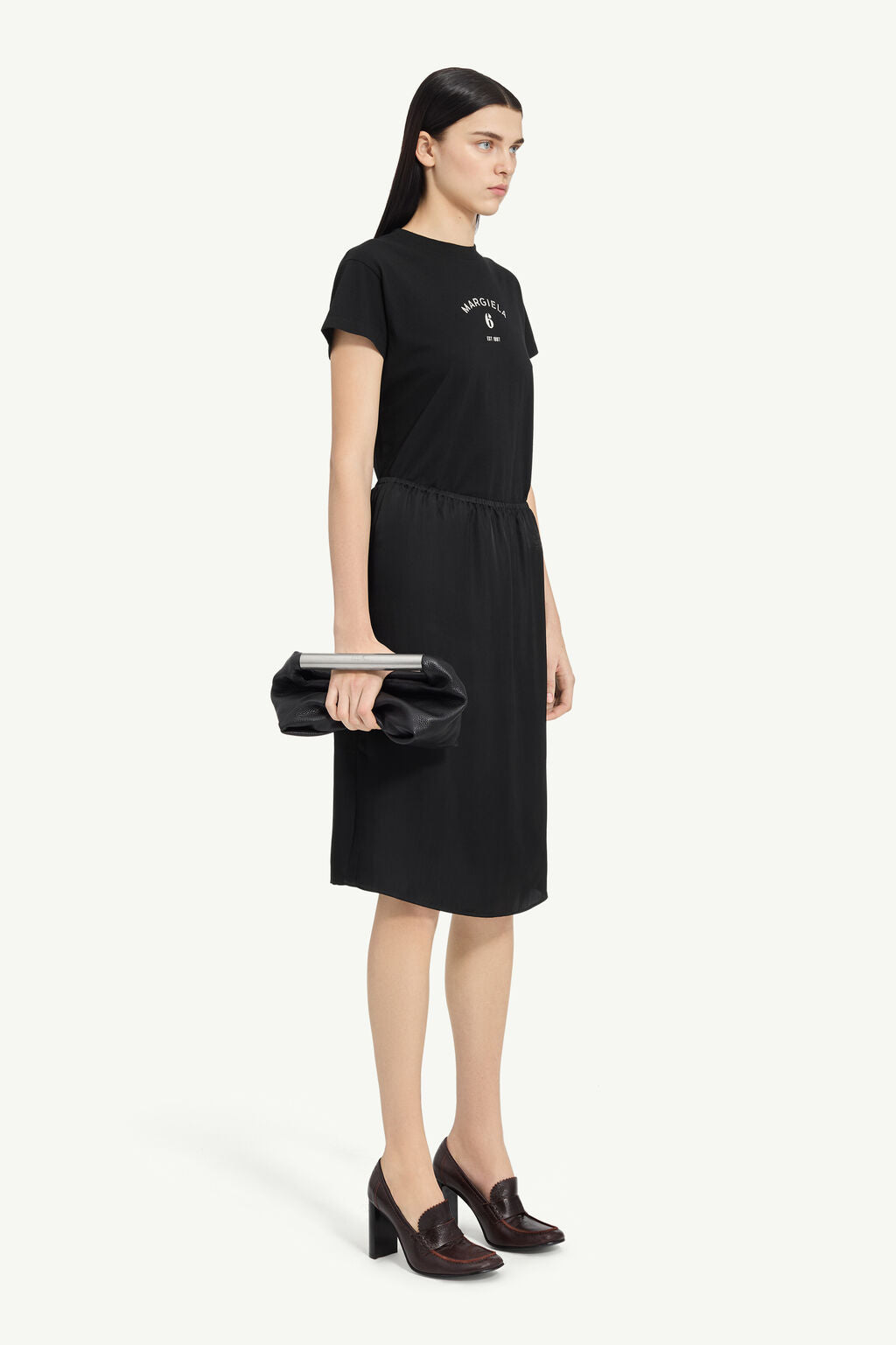 Satin Midi Skirt in Black by MM6 Maison Margiela-MM6-Idlewild-Cincinnati
