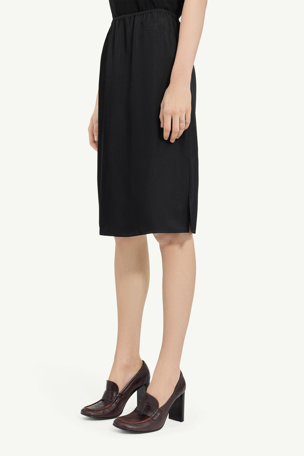 Satin Midi Skirt in Black by MM6 Maison Margiela-MM6-Idlewild-Cincinnati