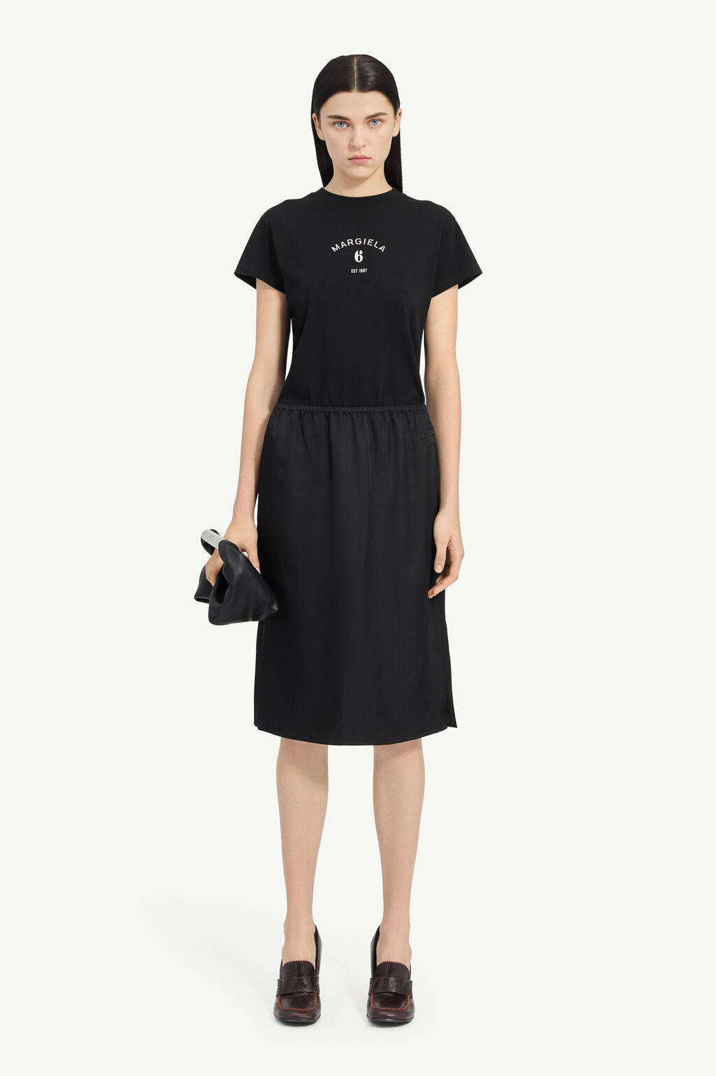Satin Midi Skirt in Black by MM6 Maison Margiela-MM6-Idlewild-Cincinnati