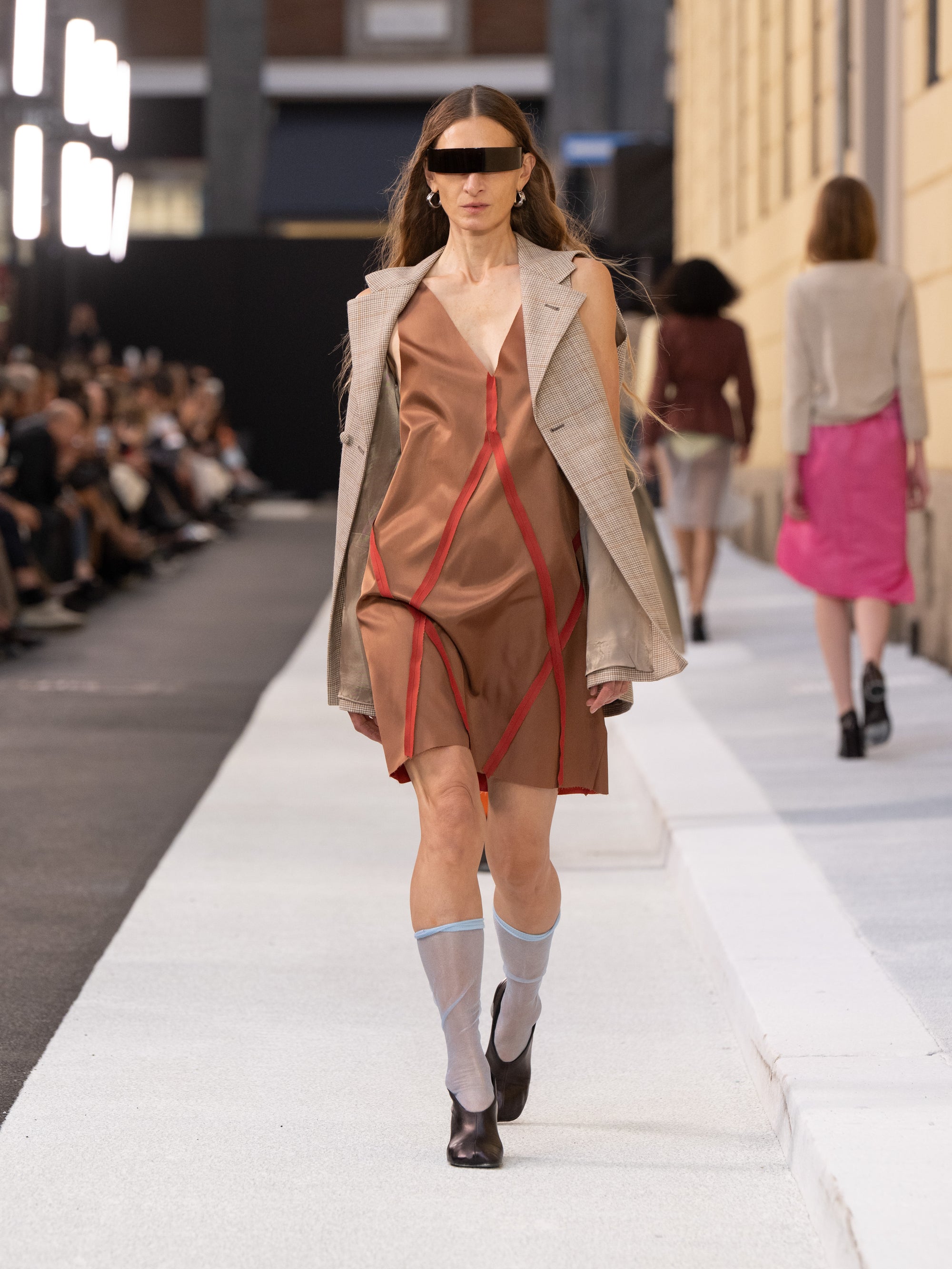 mini dress public Satin Seamed Sleeveless Mini Dress in Brown by MM6 Maison Margiela – Idlewild