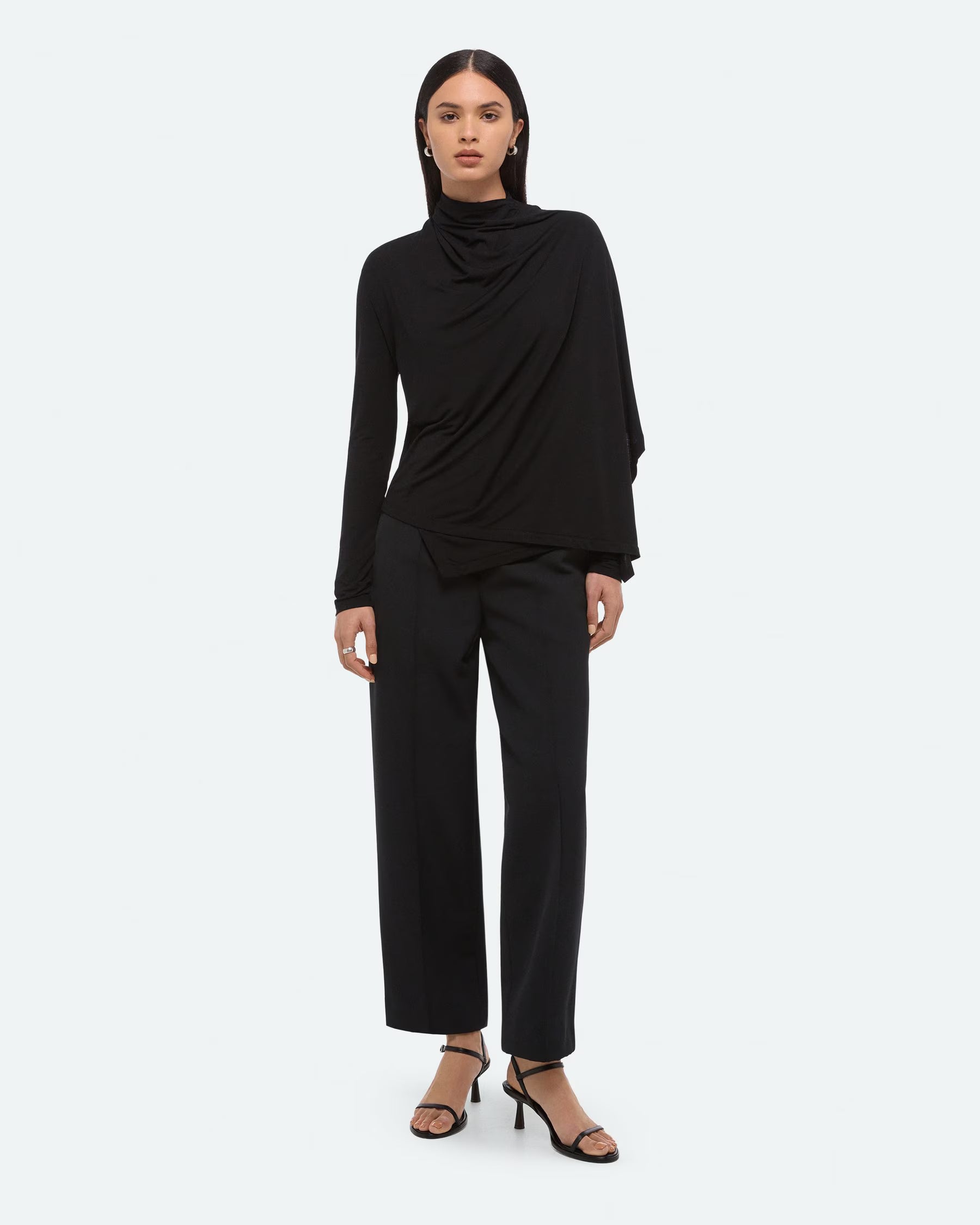 Scarf Long Sleeve Top in Black by Helmut Lang-Tops-Helmut Lang-Idlewild
