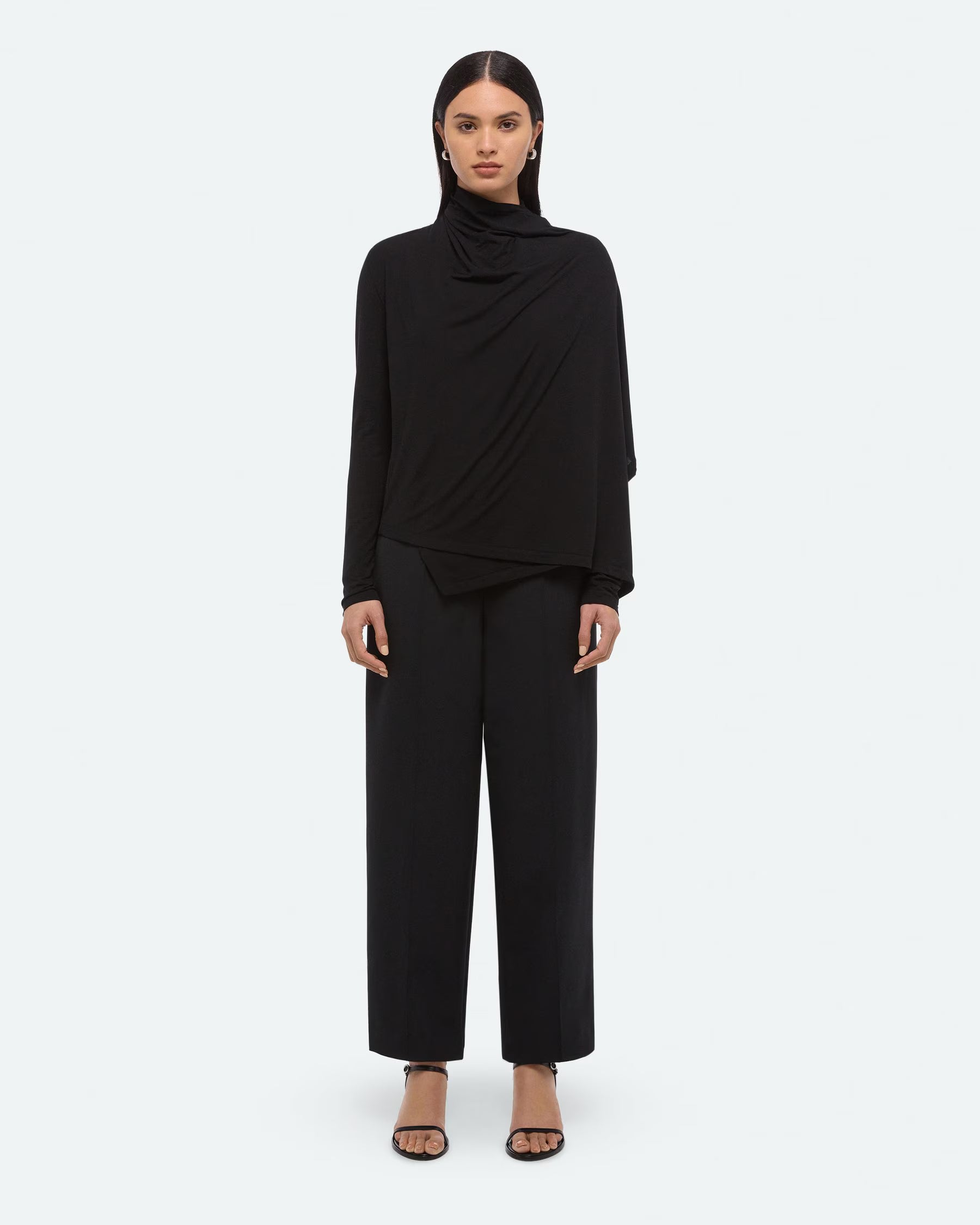 Scarf Long Sleeve Top in Black by Helmut Lang-Tops-Helmut Lang-Idlewild