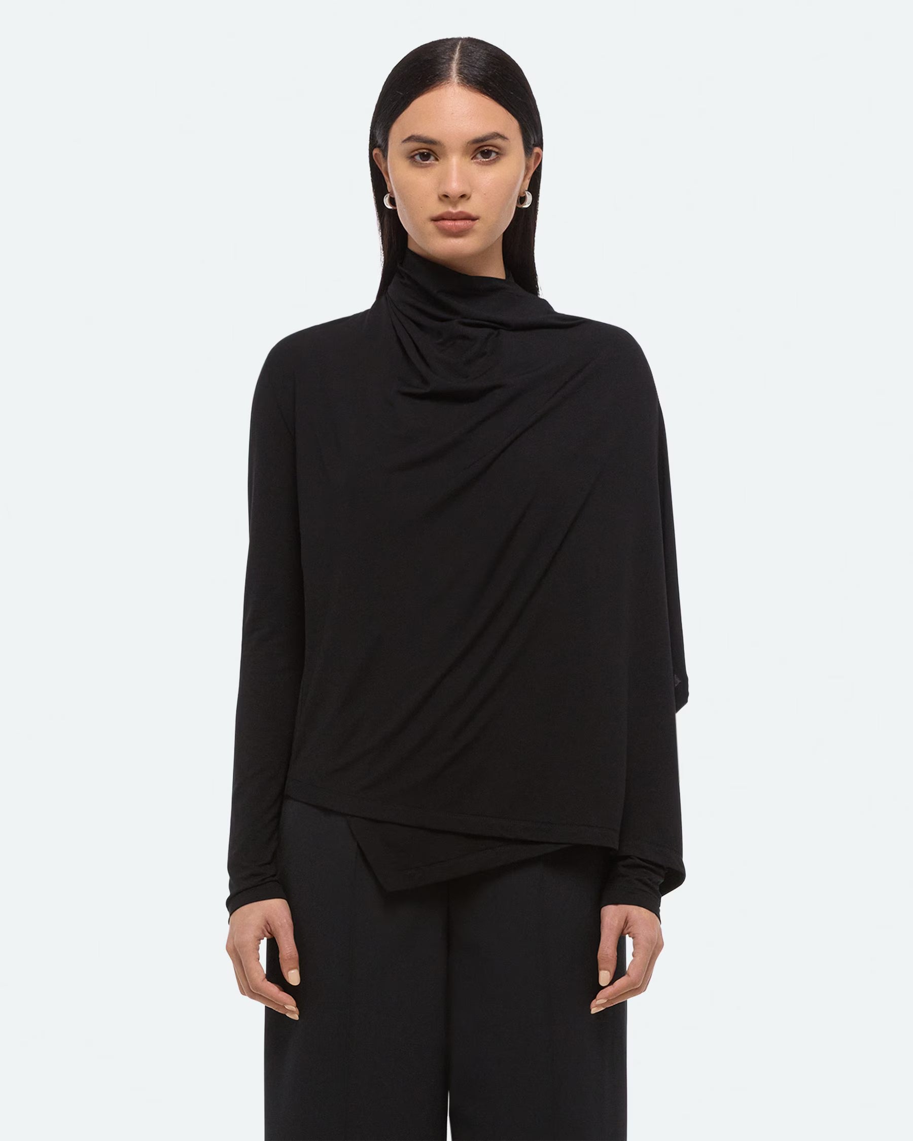 Scarf Long Sleeve Top in Black by Helmut Lang-Tops-Helmut Lang-Idlewild