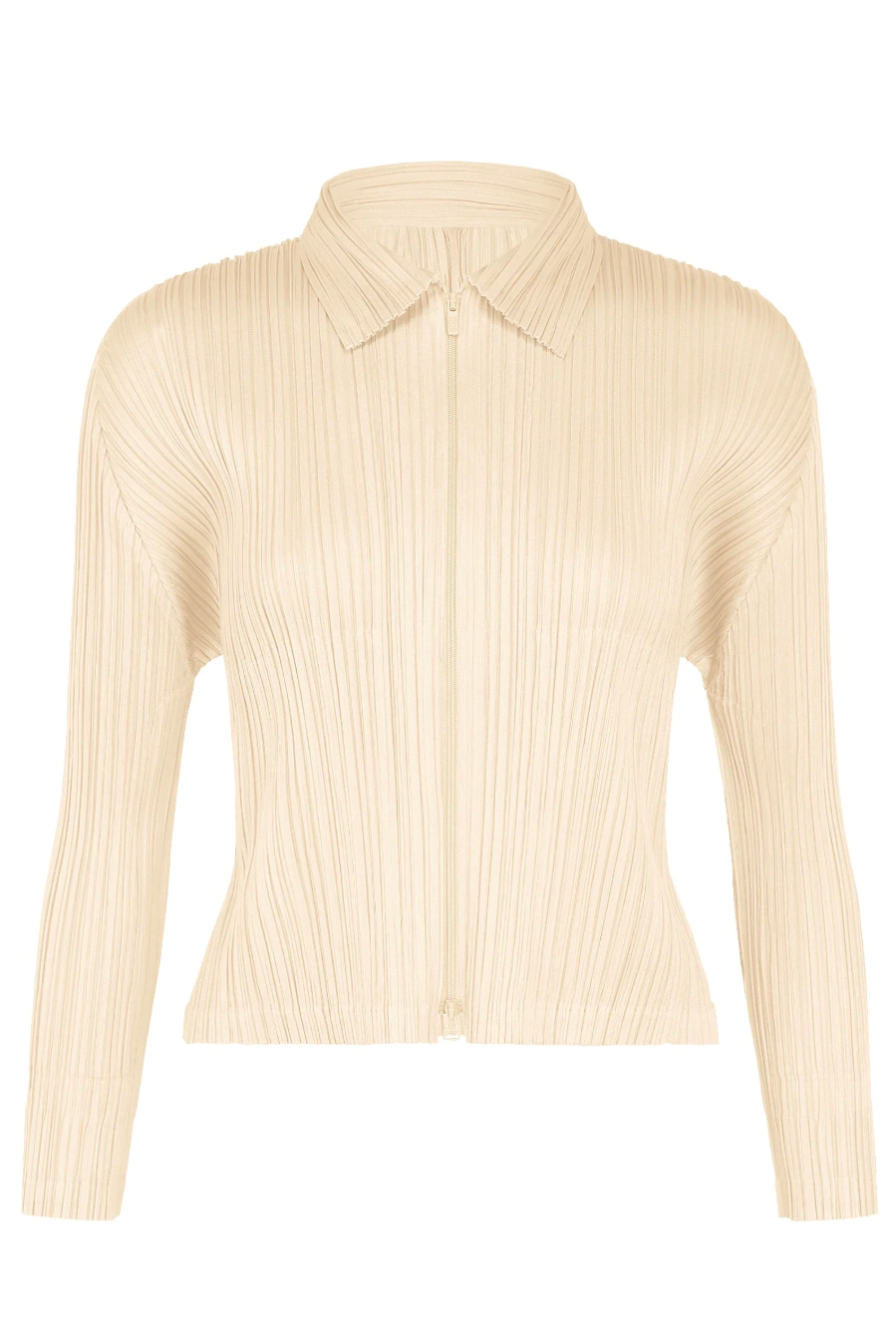 Monthly Colors: August Zip Cardigan in Off-White by Pleats Please Issey Miyake