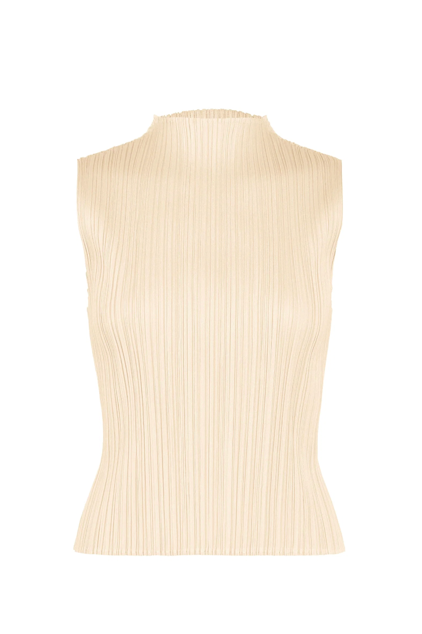 Monthly Colors: August Top in Off-White by Pleats Please Issey Miyake