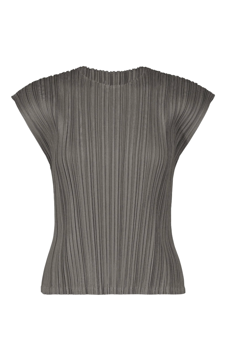 Mellow Pleats Top in Charcoal by Pleats Please Issey Miyake