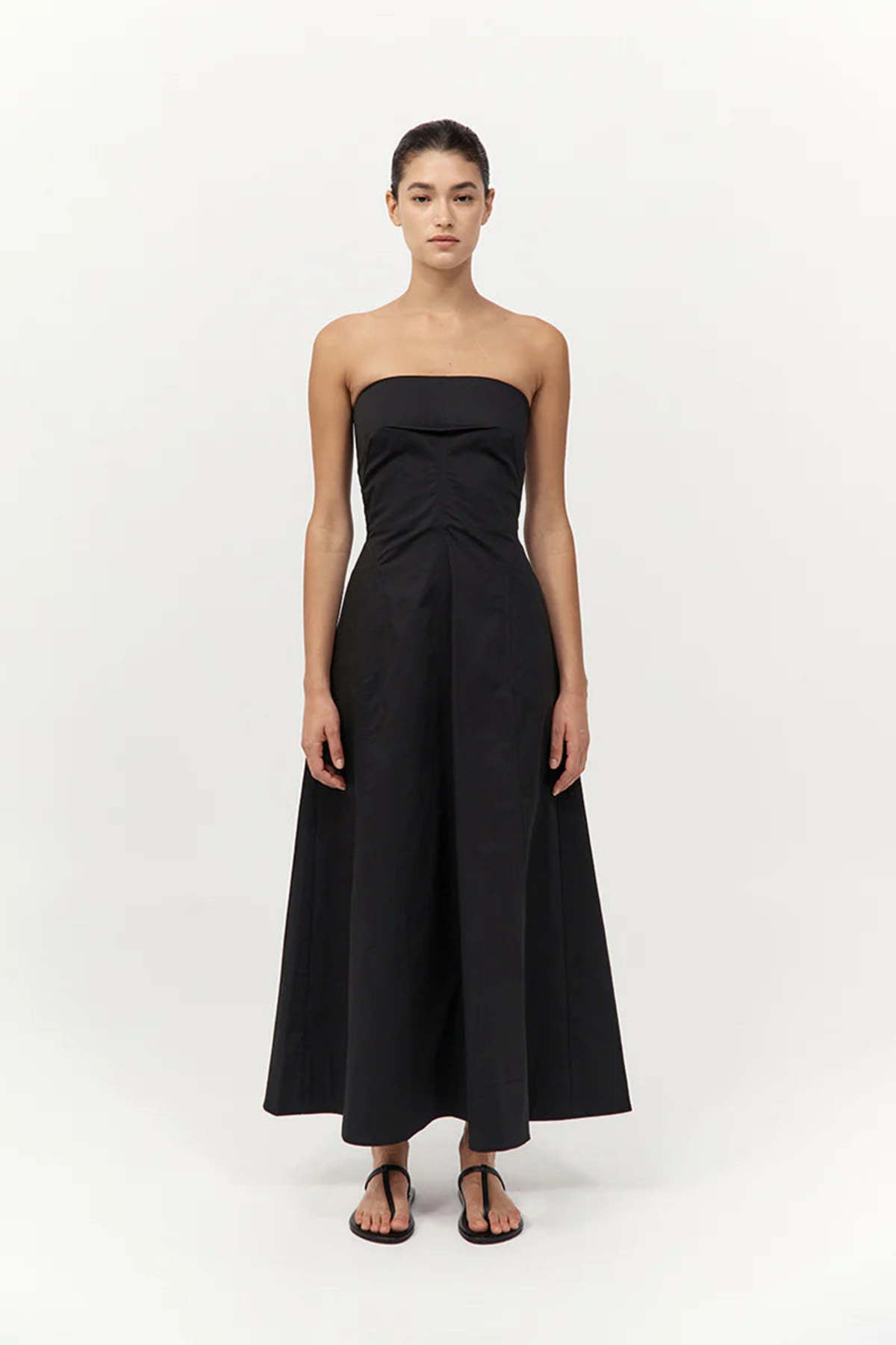 Sculpted Cotton Strapless Dress in Black by St. Agni-Dresses-St. Agni-Idlewild