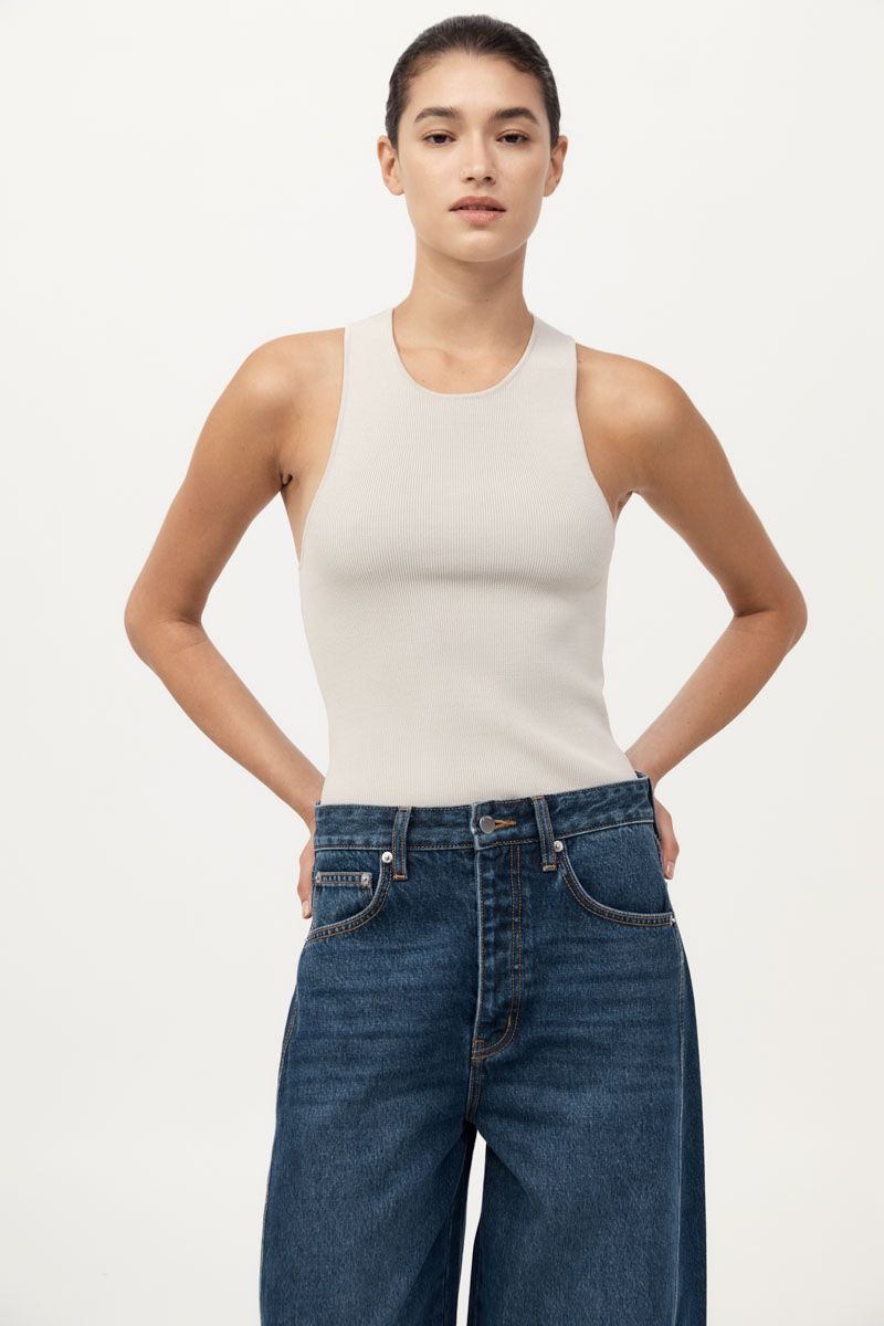 Sculpted Knit Top in Silver by St. Agni-Tops-St. Agni-Idlewild