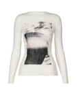 Shadow Study Chiffon Twist Long Sleeve Top in Light by Issey Miyake-Tops-Issey Miyake-Idlewild