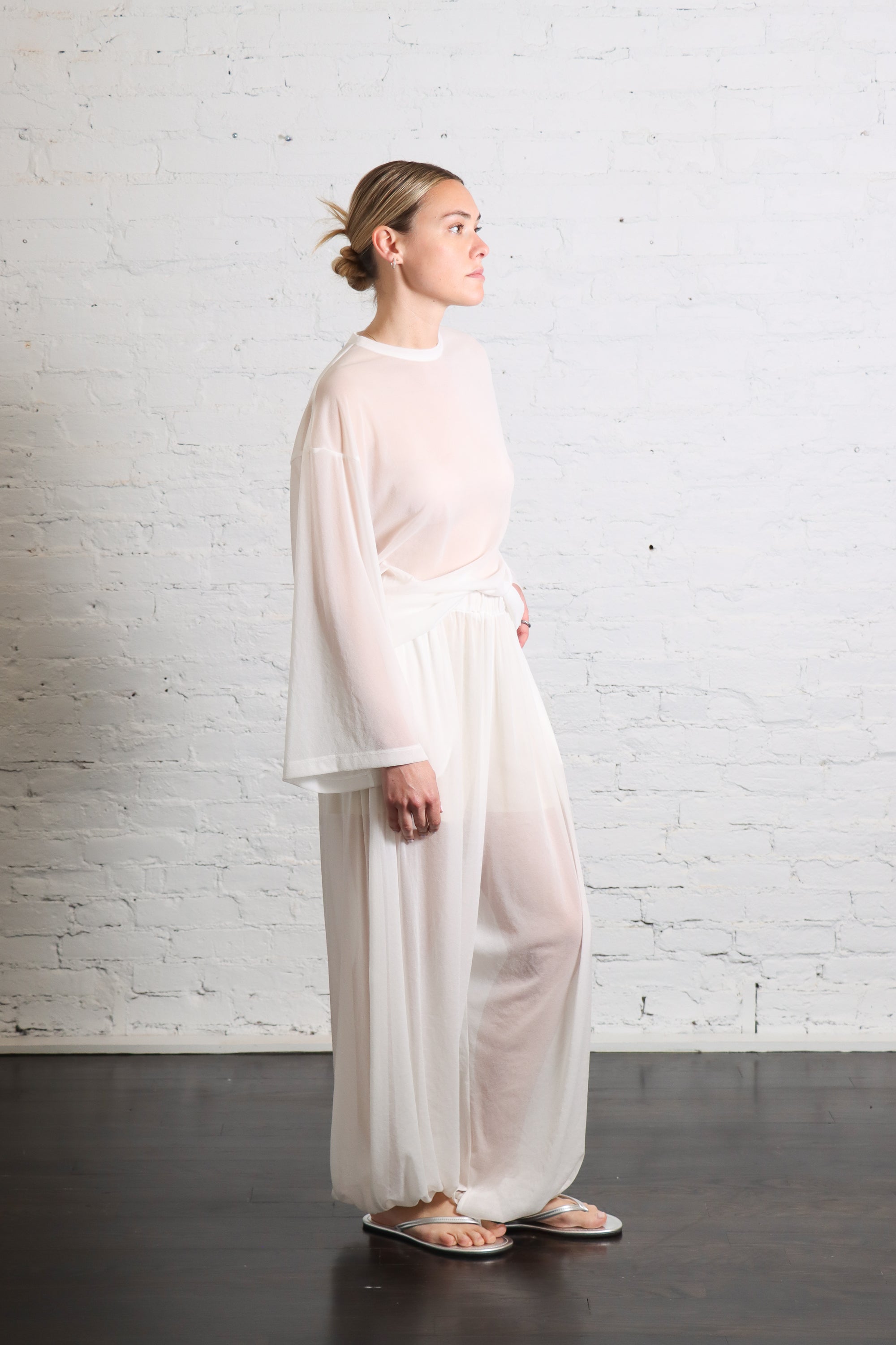 Sheer Balloon Pant in Bianco by Alysi-Alysi-Idlewild-Cincinnati