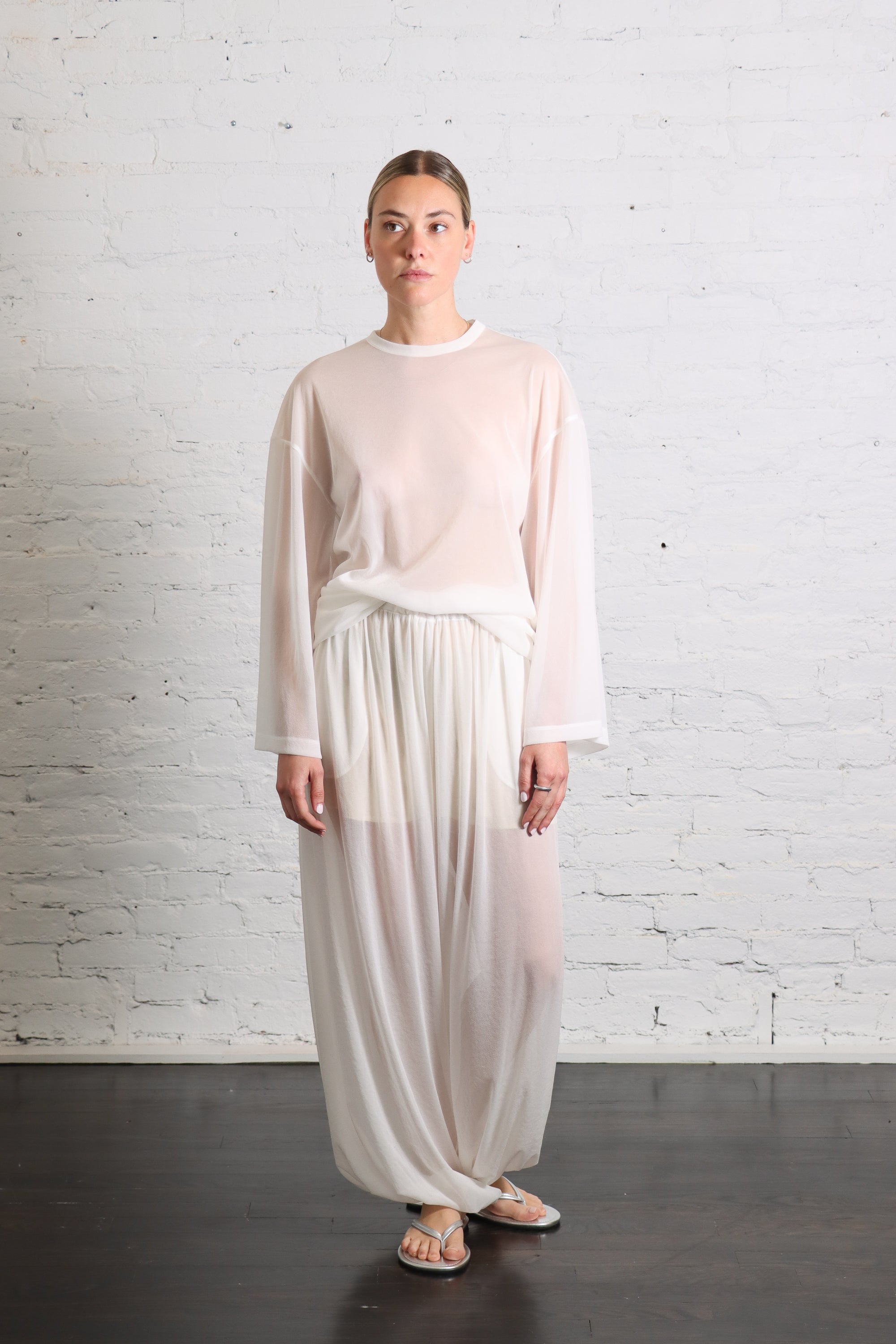 Sheer Balloon Pant in Bianco by Alysi-Alysi-Idlewild-Cincinnati