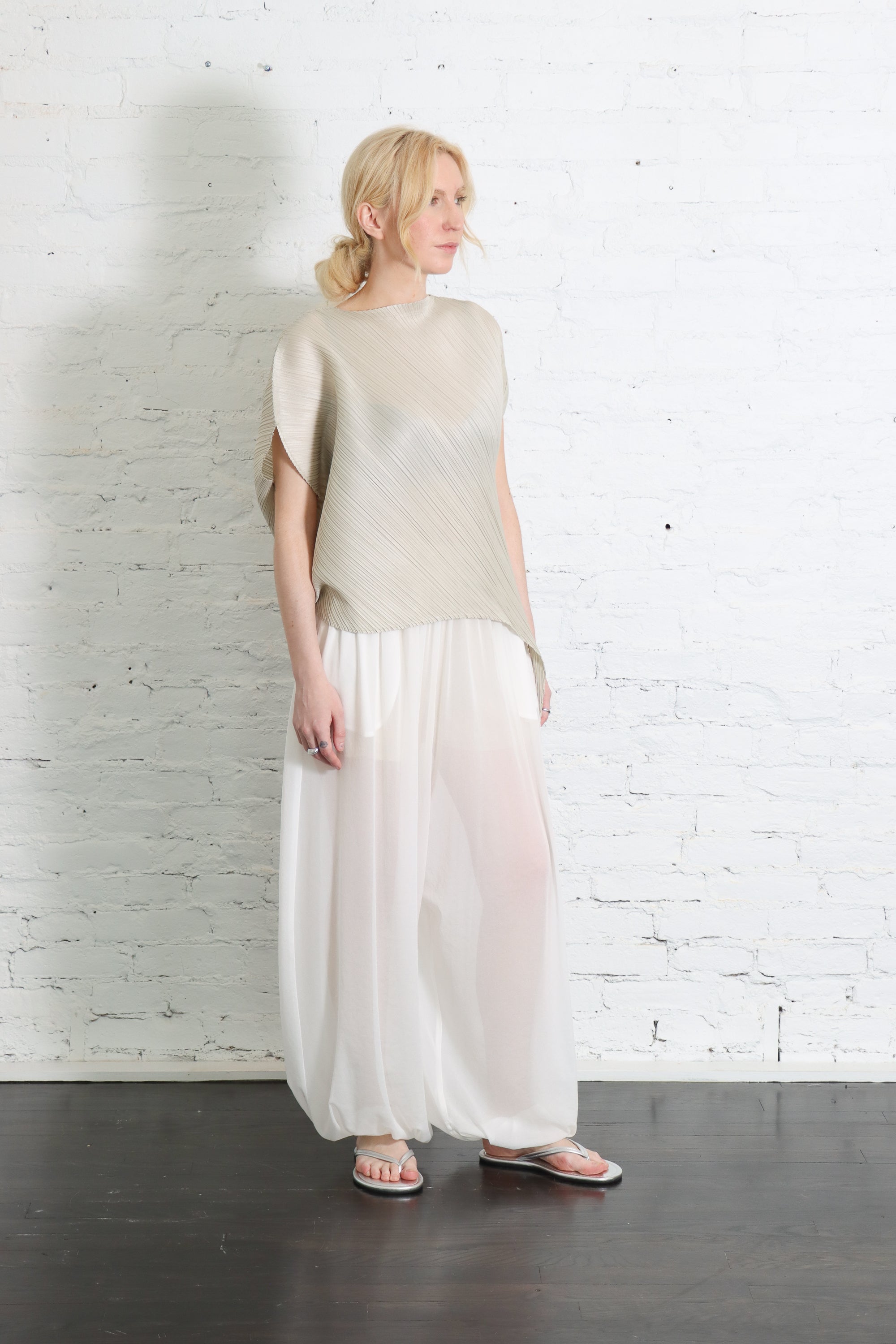 Sheer Balloon Pant in Bianco by Alysi-Alysi-Idlewild-Cincinnati