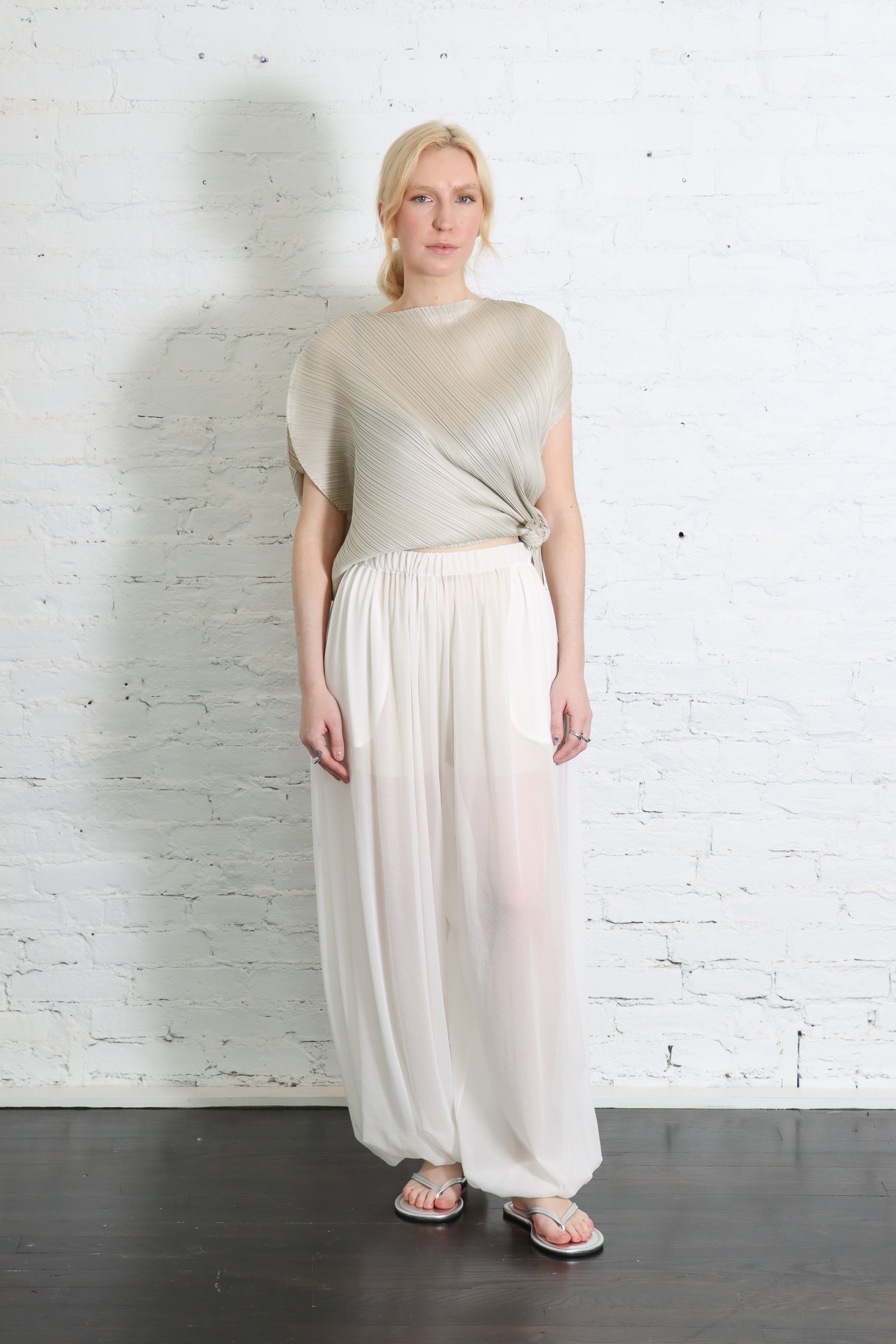 Sheer Balloon Pant in Bianco by Alysi-Alysi-Idlewild-Cincinnati