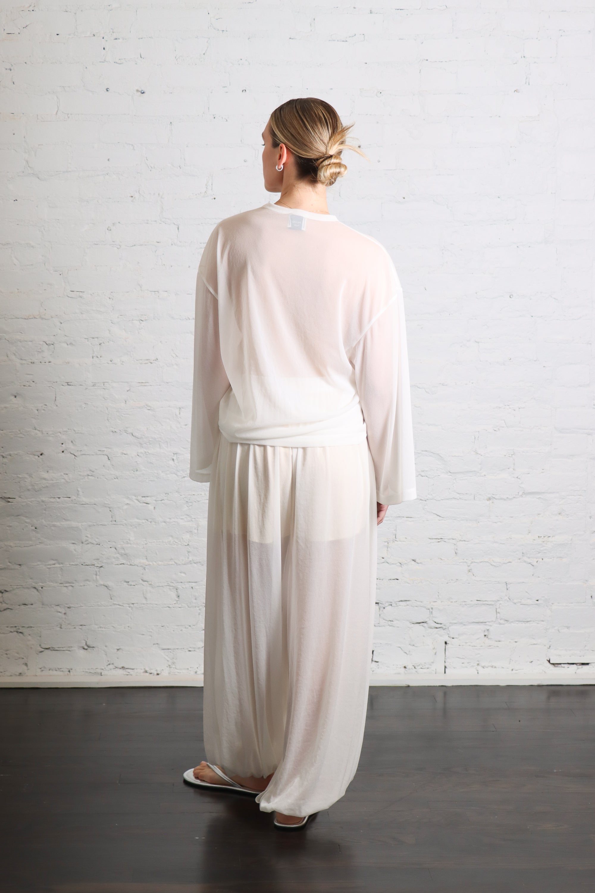 Sheer Balloon Pant in Bianco by Alysi-Alysi-Idlewild-Cincinnati