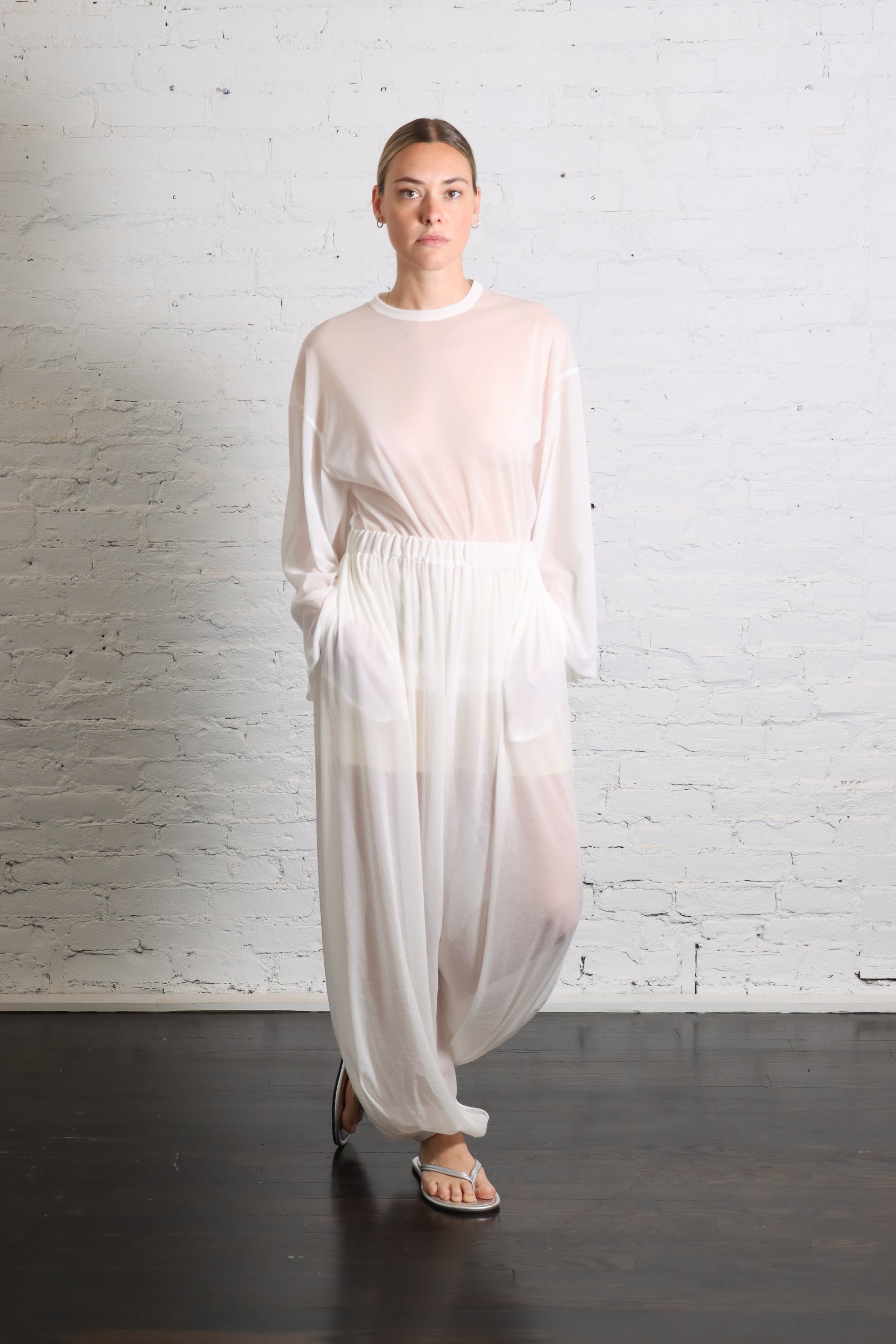 Sheer Balloon Pant in Bianco by Alysi-Alysi-Idlewild-Cincinnati