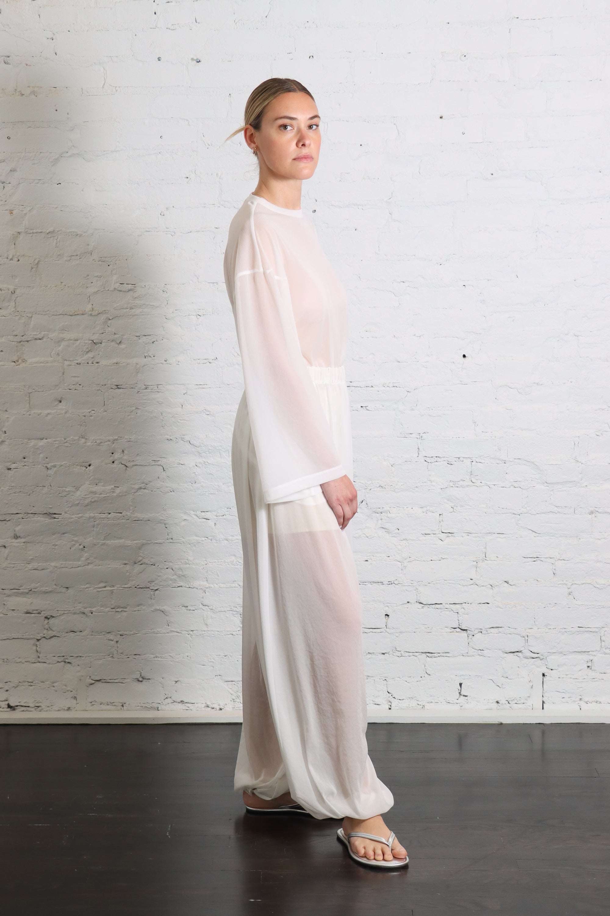Sheer Balloon Pant in Bianco by Alysi-Alysi-Idlewild-Cincinnati