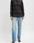 Sheer Wool Gauze Check Oversized Shirt in Black Multi by Tibi-Tibi-Idlewild-Cincinnati